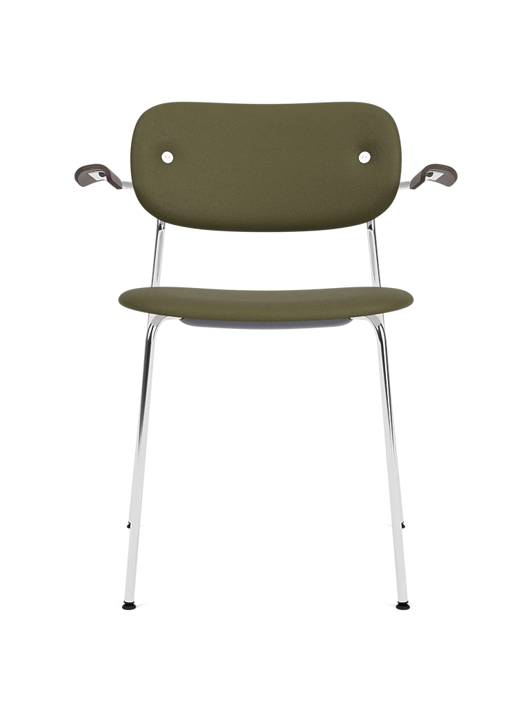 Krzesło z podłokietnikami CO zielony z chromowaną podstawą