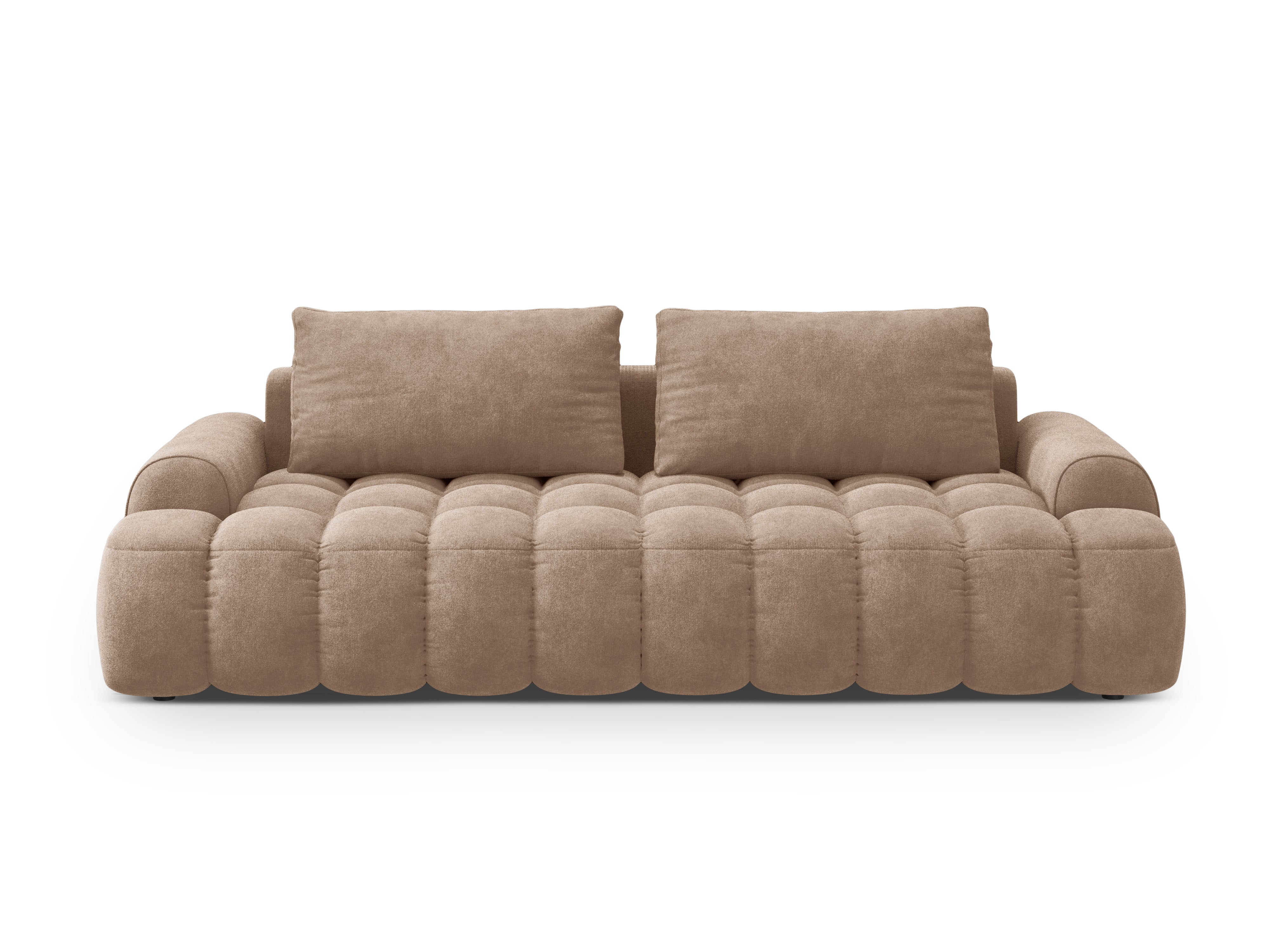 Velvet sofa with sleeping function for 4 people LINZ dark beige