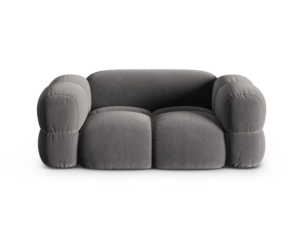 LORETTO gray velvet 2-seater sofa