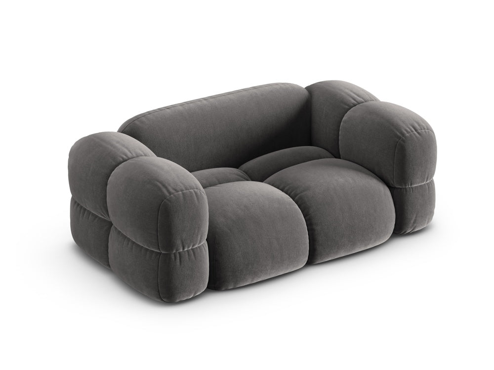 LORETTO gray velvet 2-seater sofa