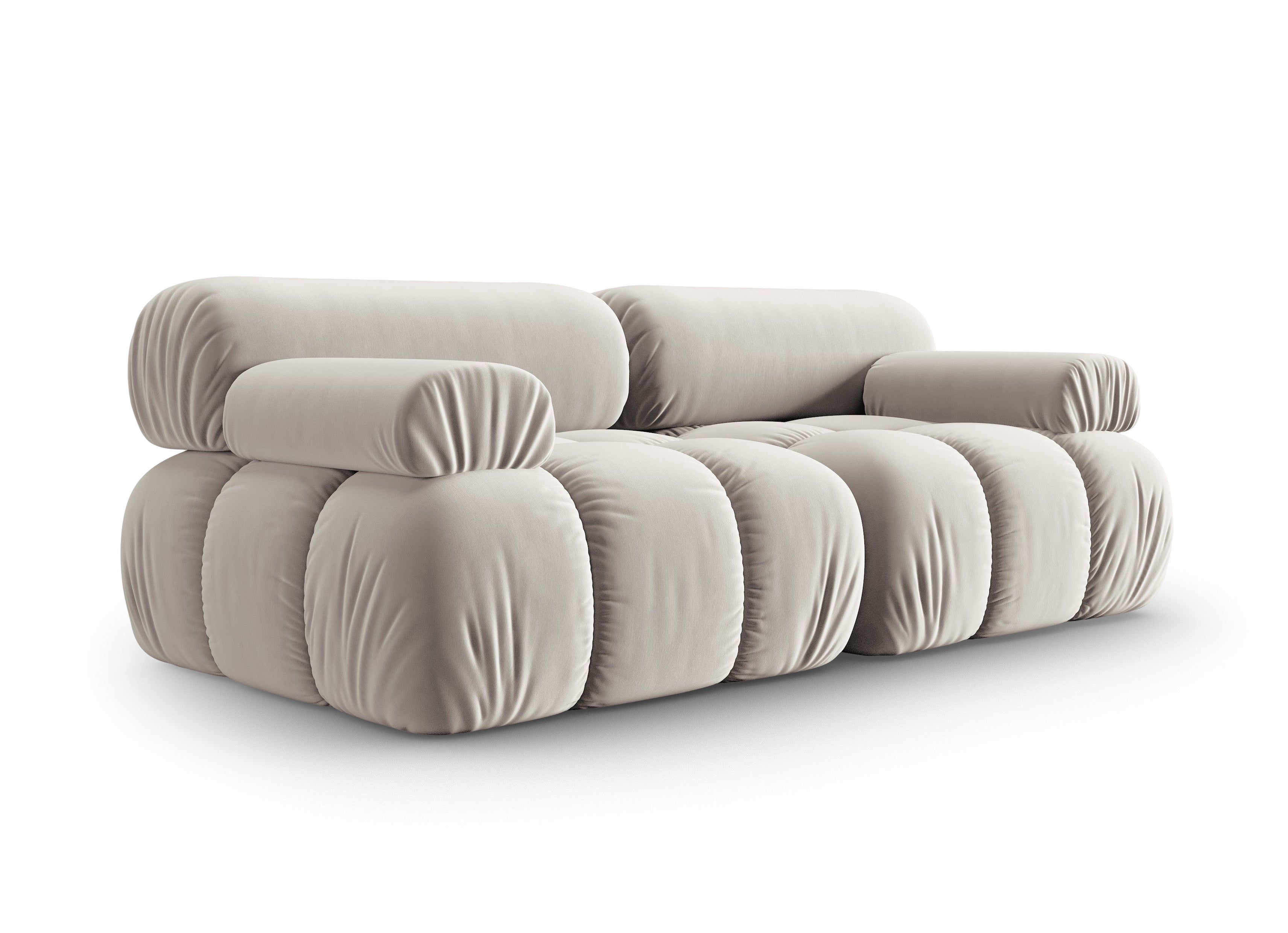 CORTINA Beige Velvet 2-Seater Sofa