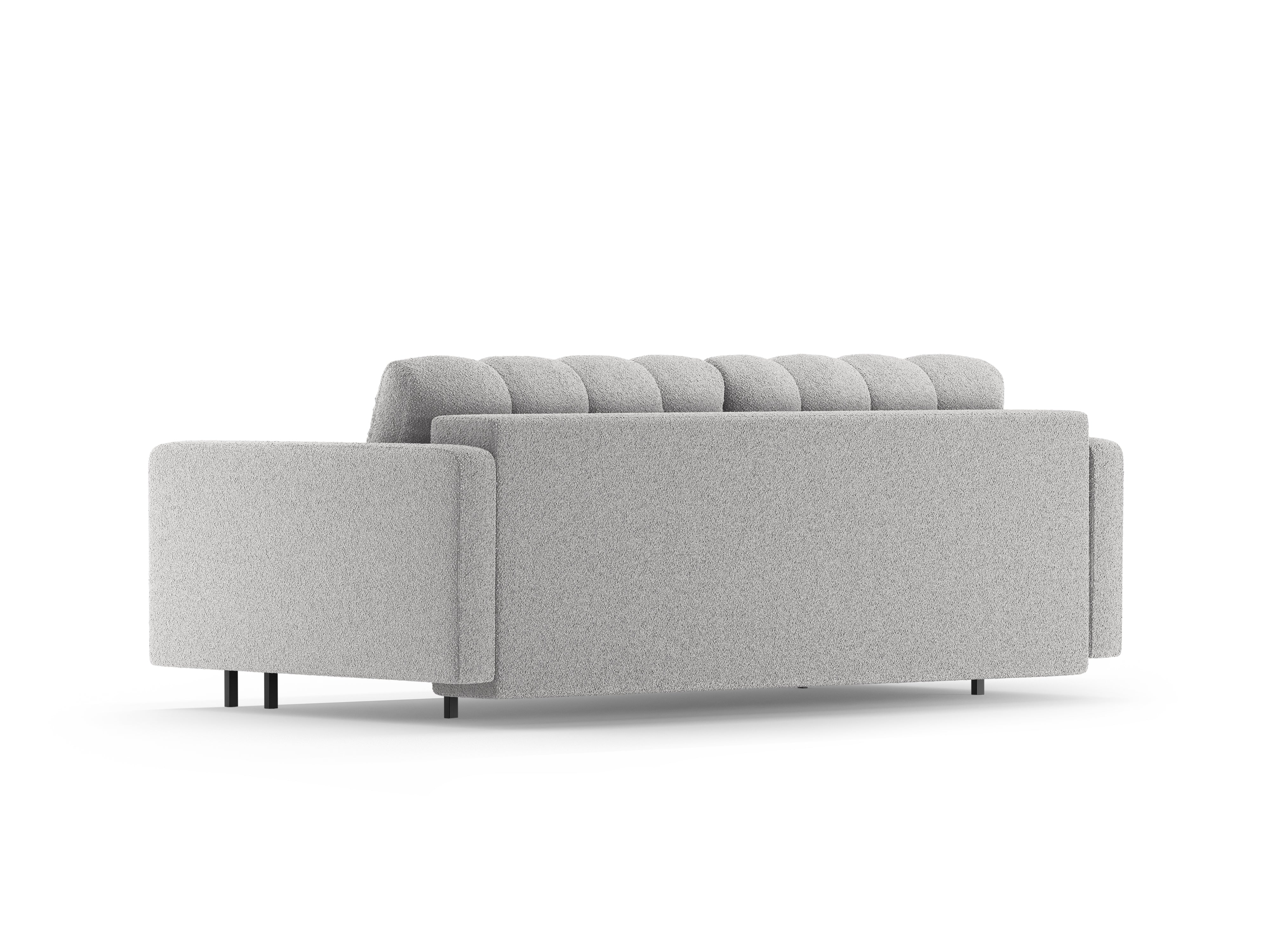 3-seater sofa with sleeping function BALI light gray bouclé with black base