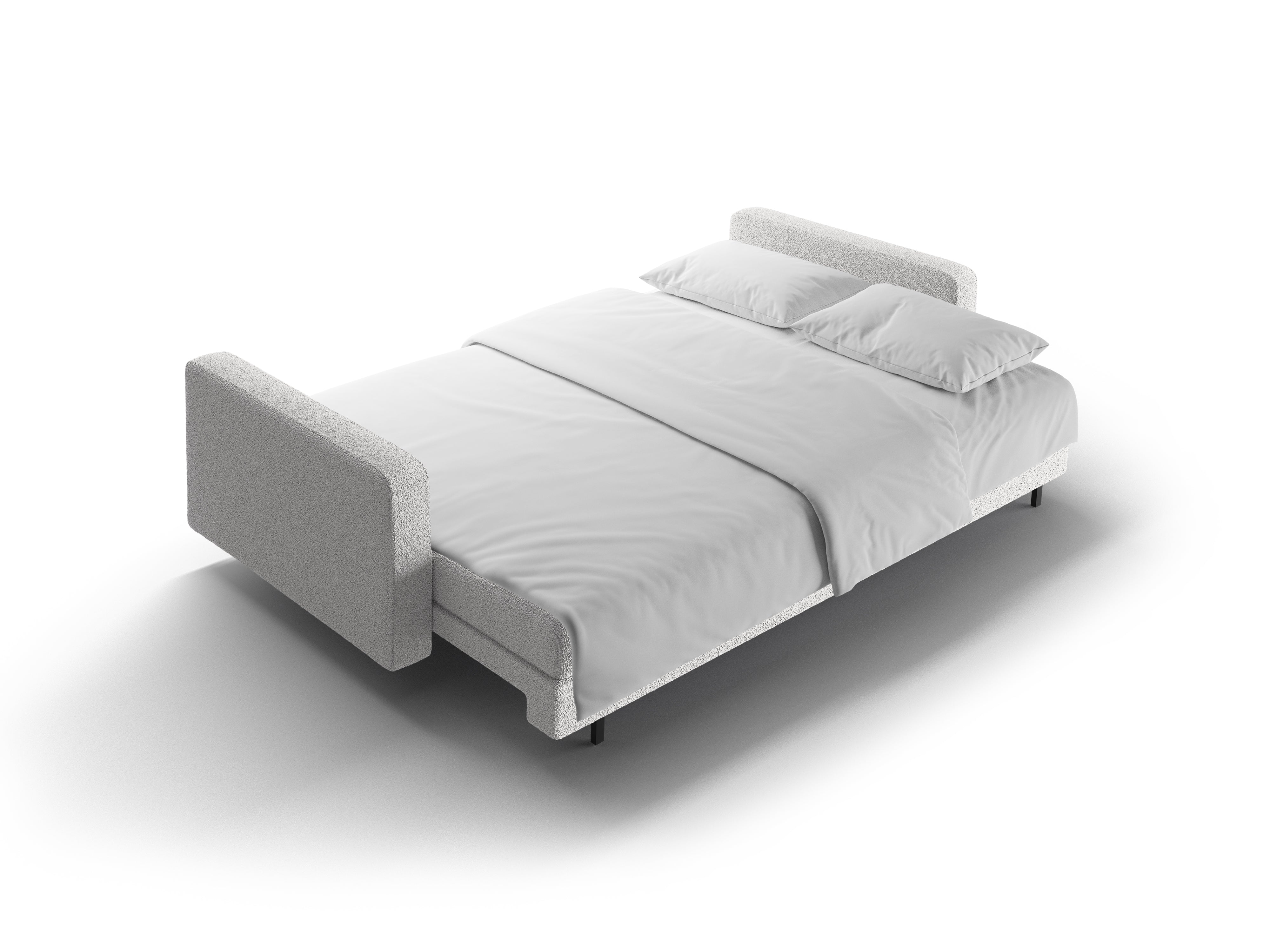 3-seater sofa with sleeping function BALI light gray bouclé with black base