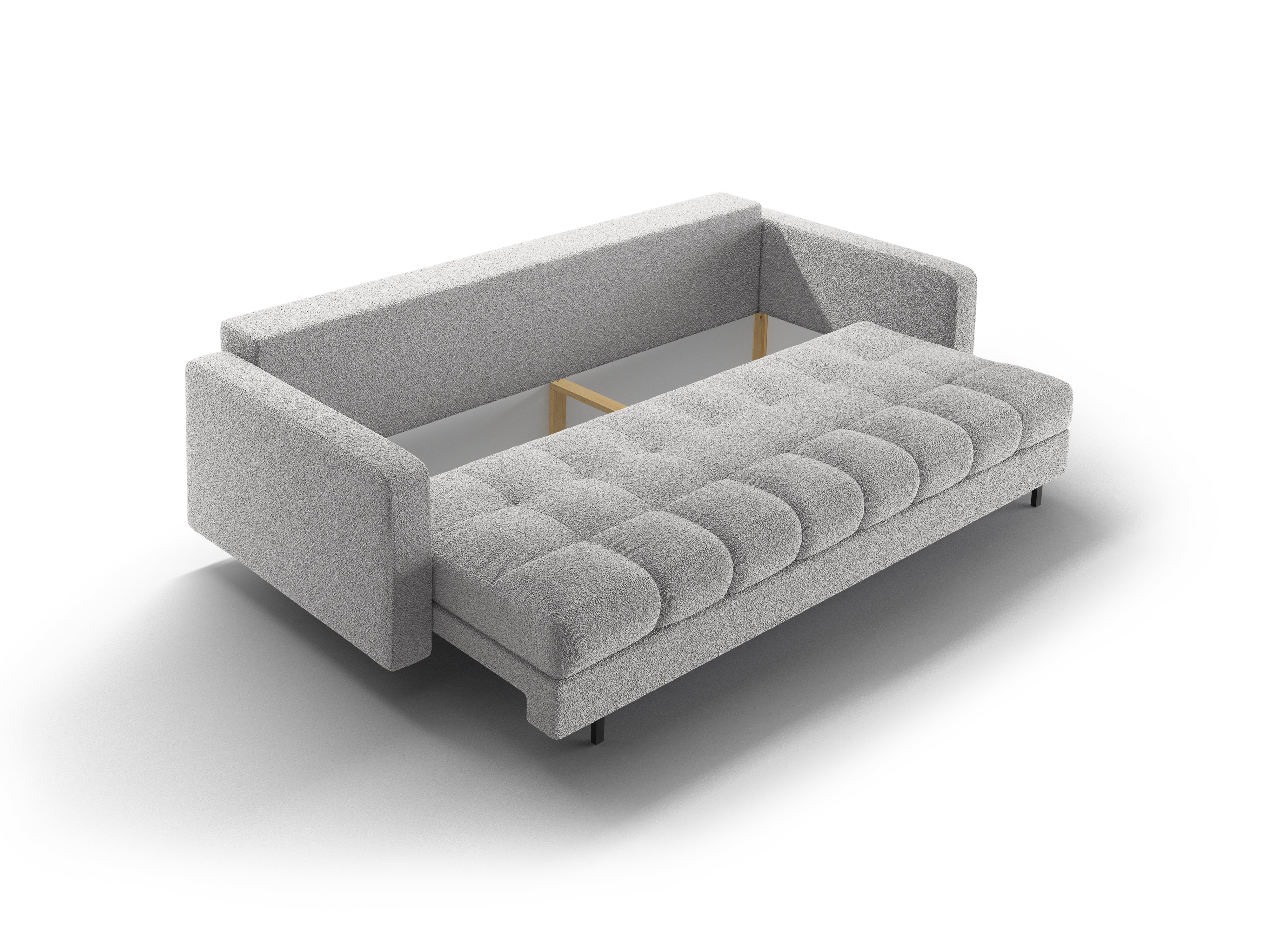 3-seater sofa with sleeping function BALI light gray bouclé with black base