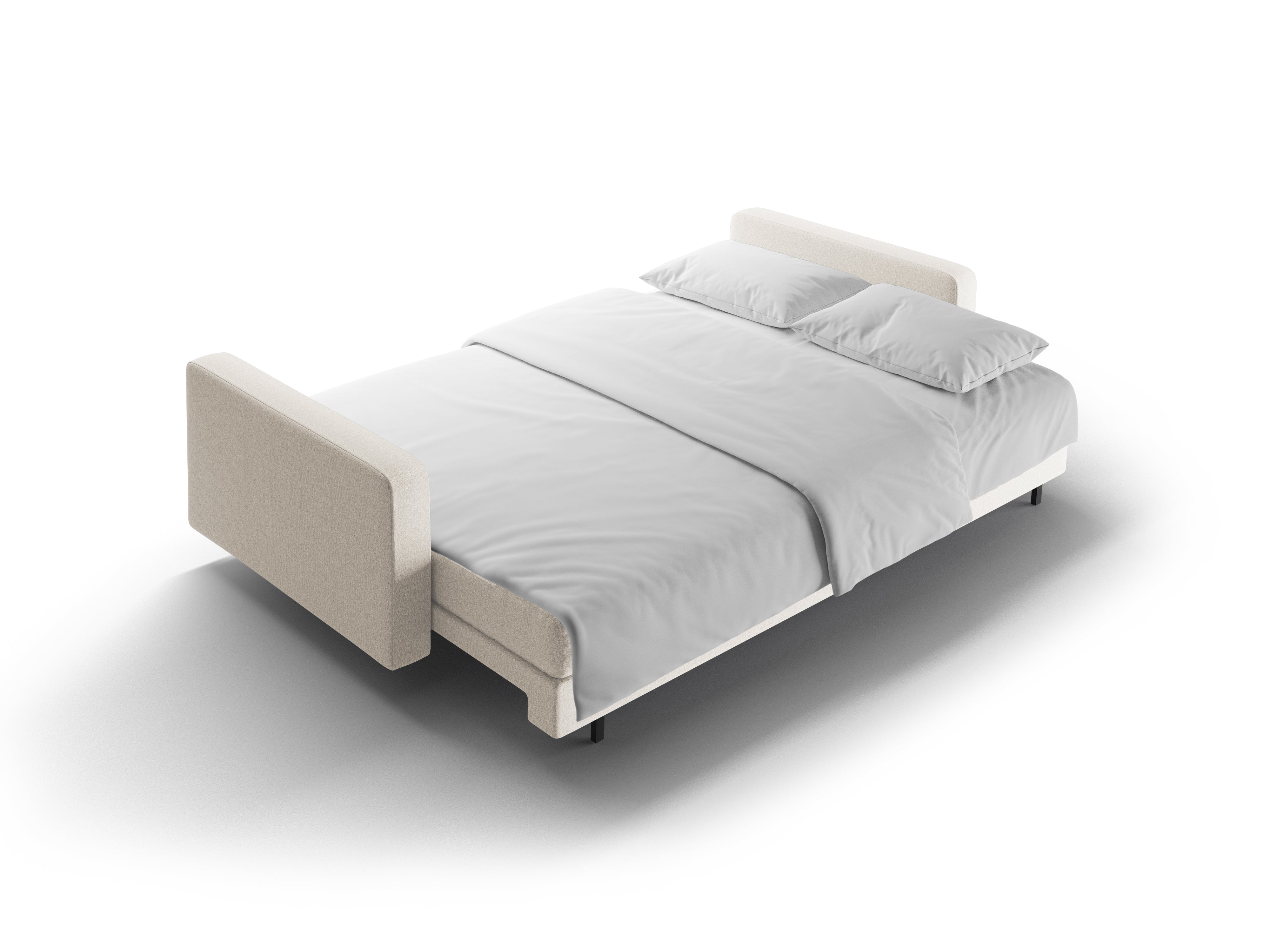 Sofa 3-osobowa z funkcją spania BALI jasnobeżowy z czarną podstawą