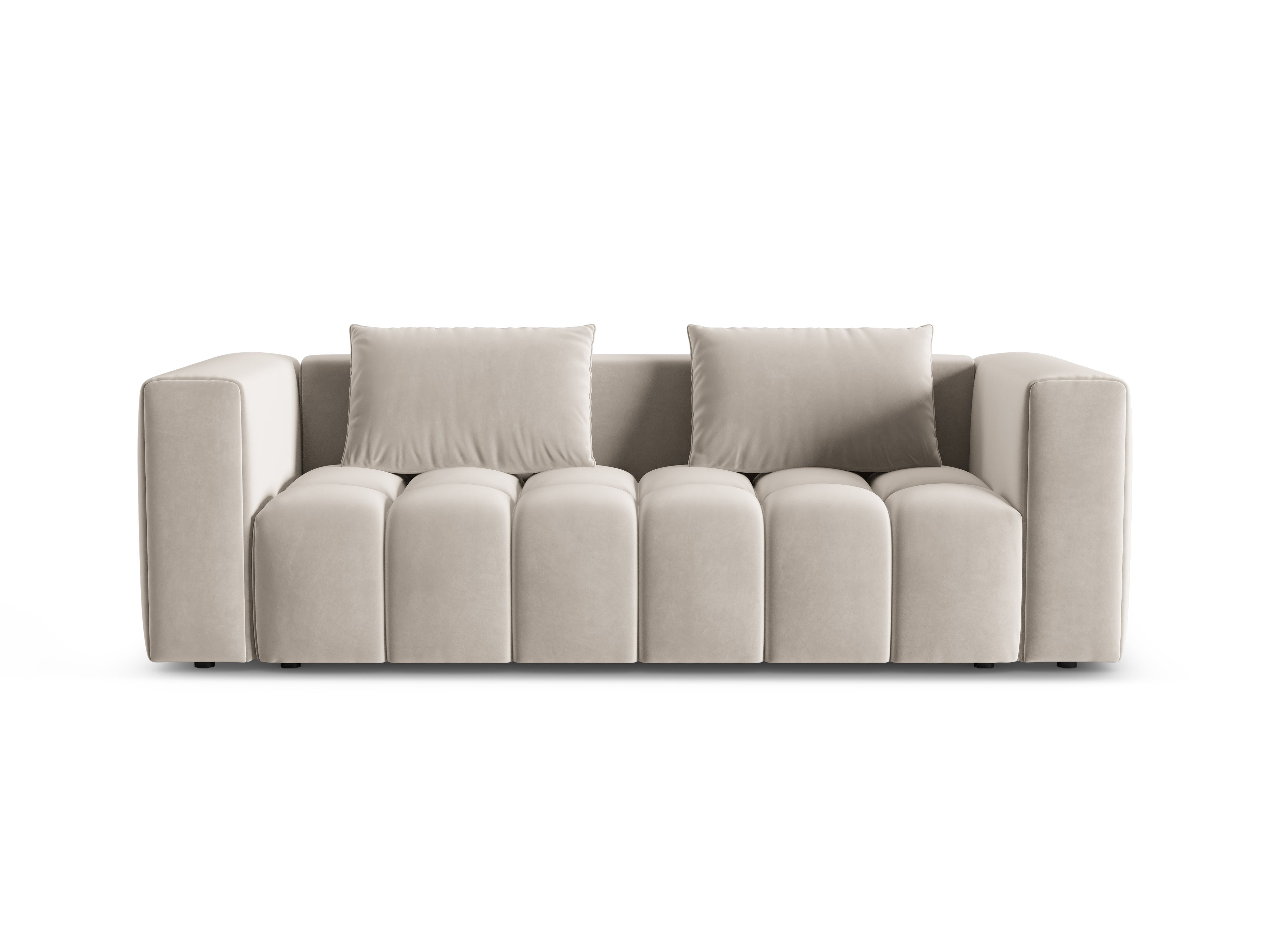 Sofa aksamitna 3-osobowa z funkcją spania VERONA ecru – Cosmopolitan Design