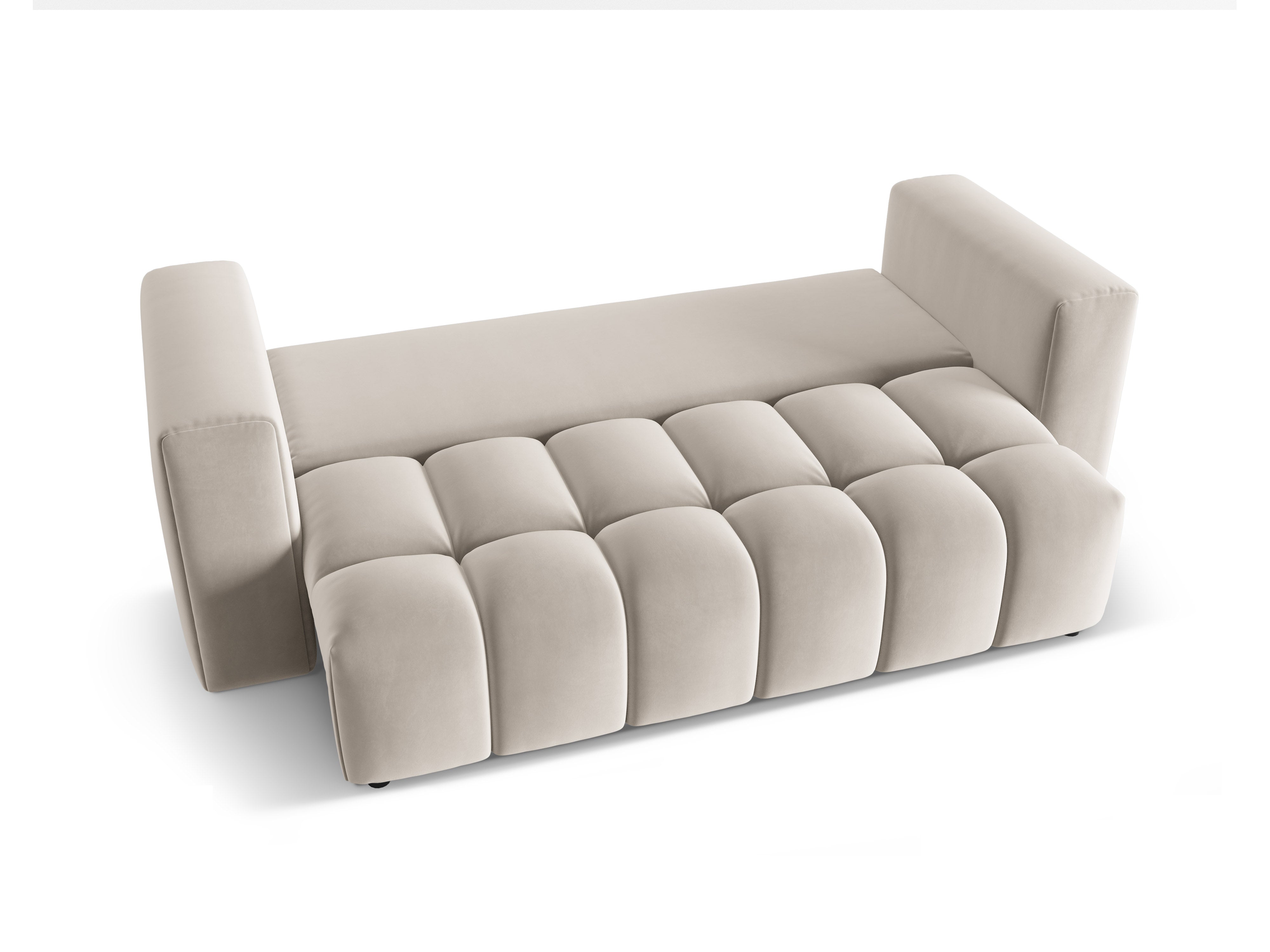 Velvet 3-Seater Sofa with Sleeping Function VERONA Ecru