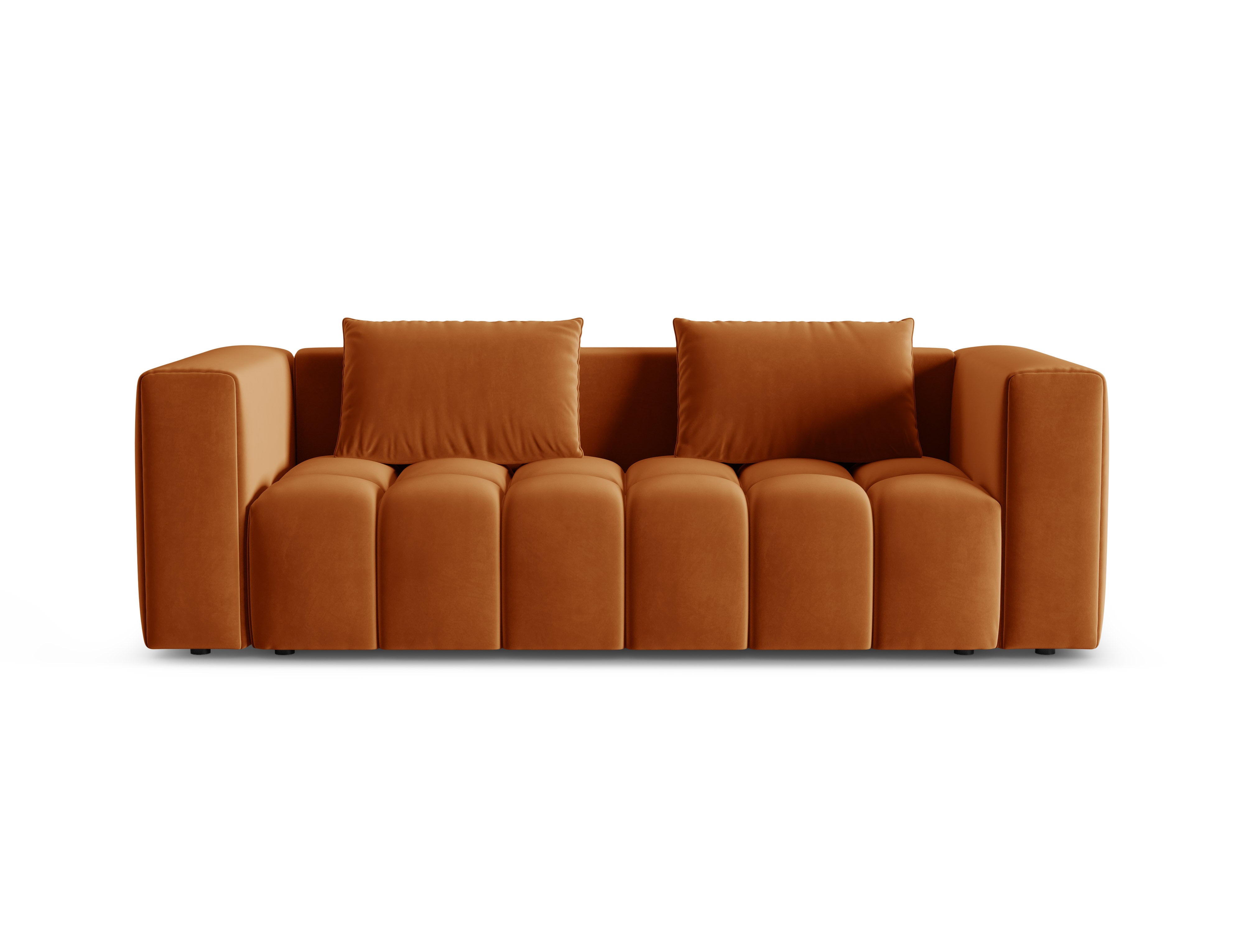 Sofa aksamitna 3-osobowa z funkcją spania VERONA ceglany – Cosmopolitan Design