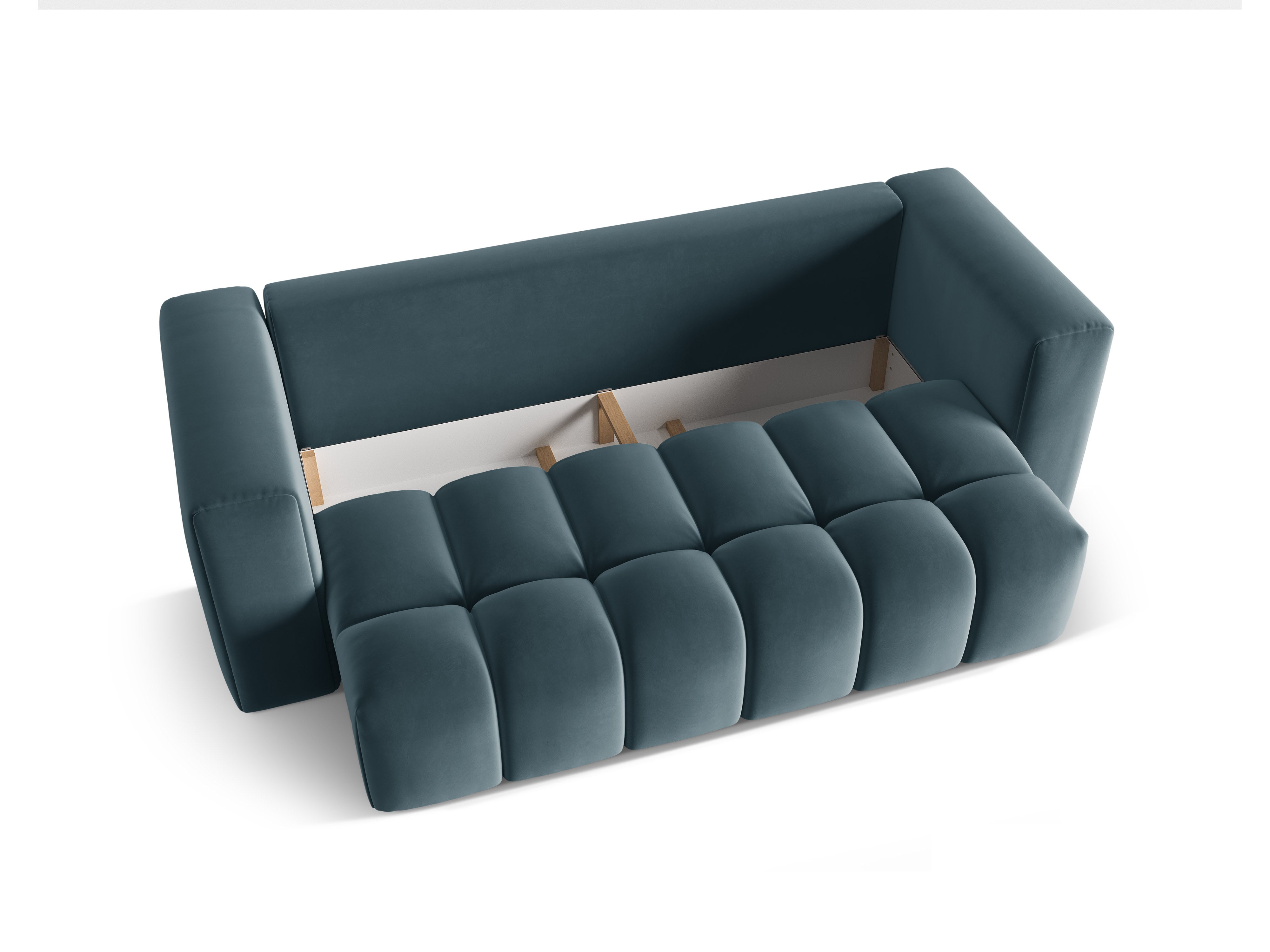 Sofa aksamitna 3-osobowa z funkcją spania VERONA niebieski