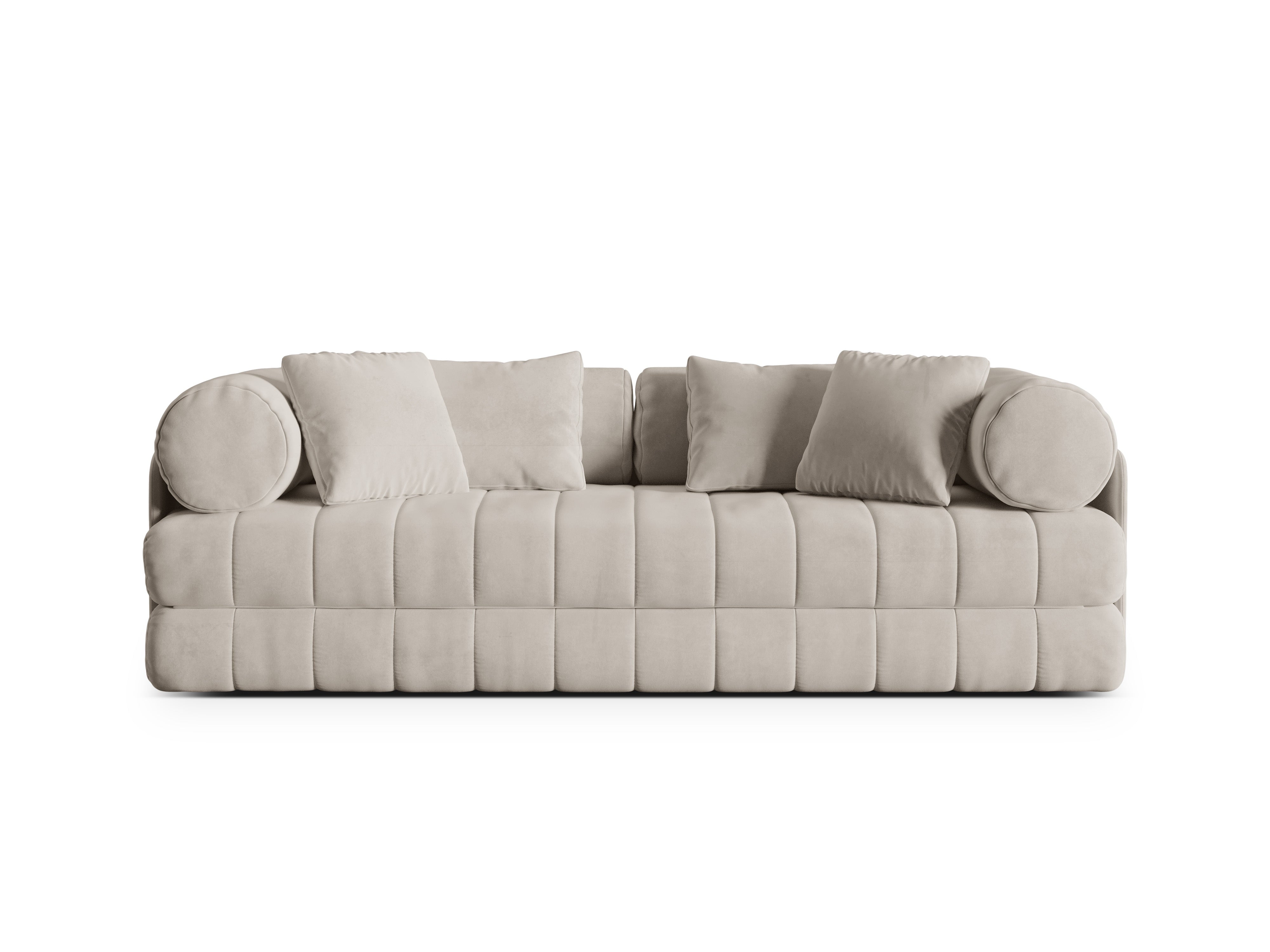 Velvet 3-seater sofa with sleeping function KEMI beige