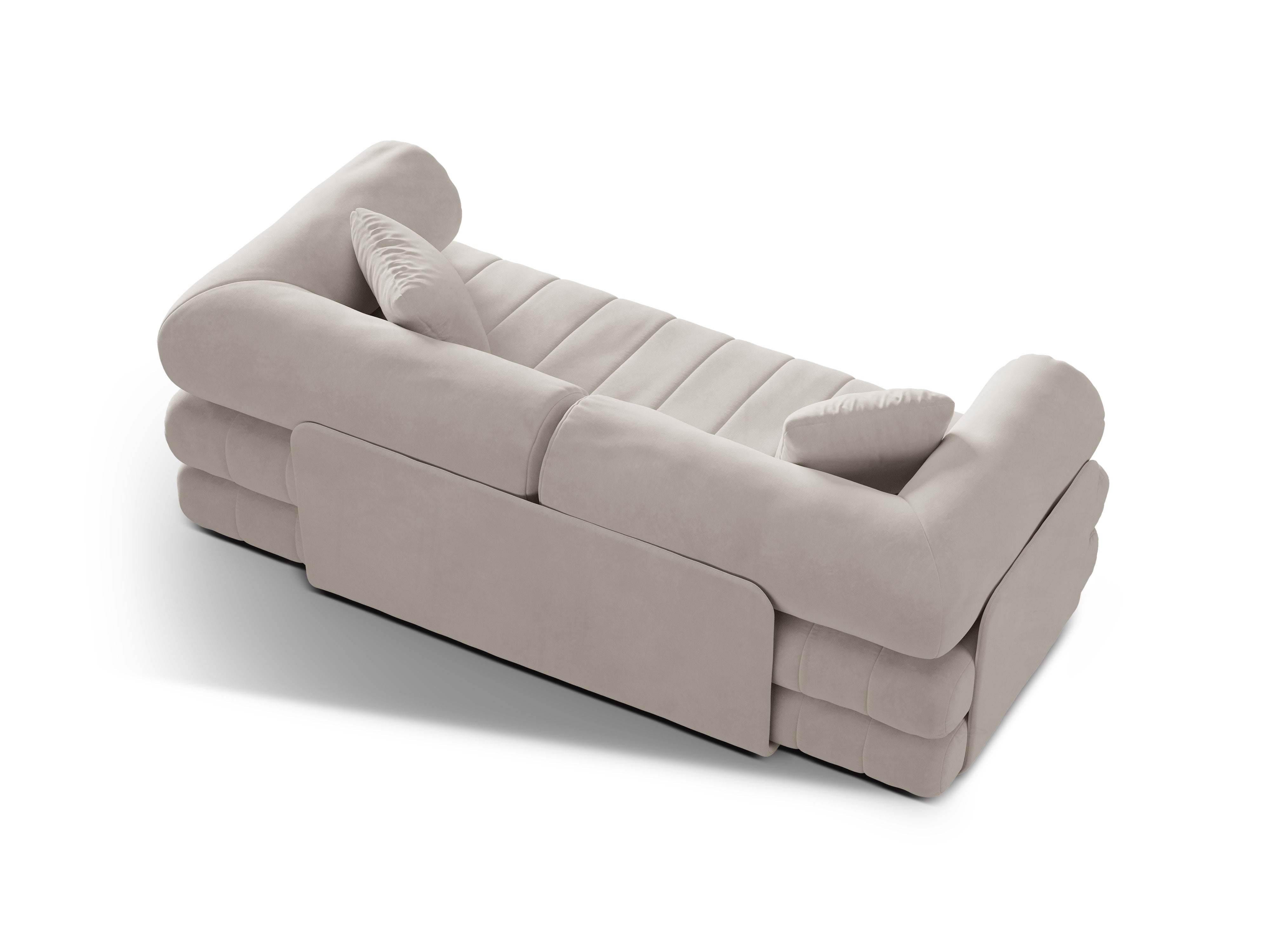 Velvet 3-seater sofa with sleeping function KEMI beige