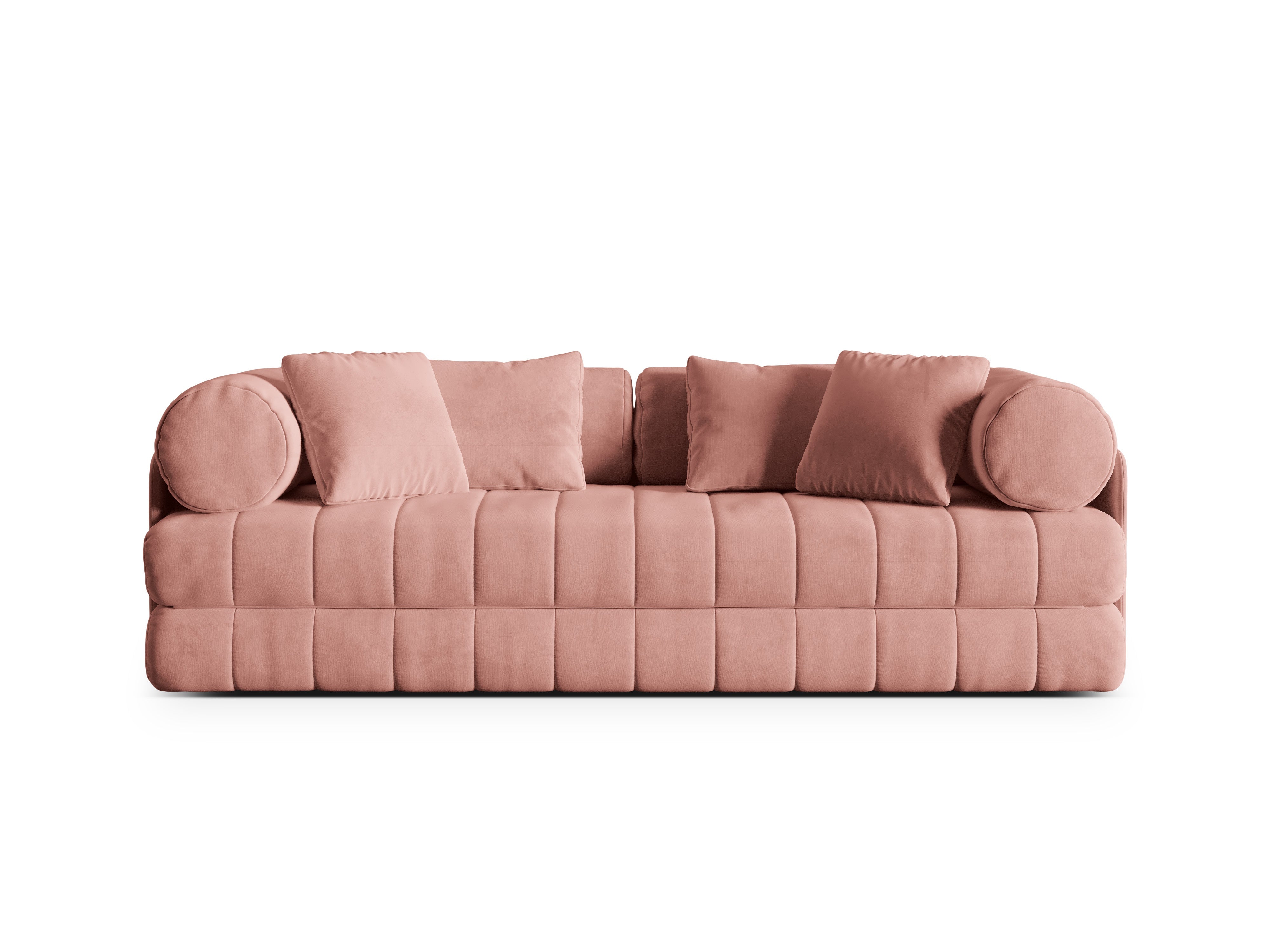 Sofa sametová 3-osobová s funkcí spaní KEMI růžová