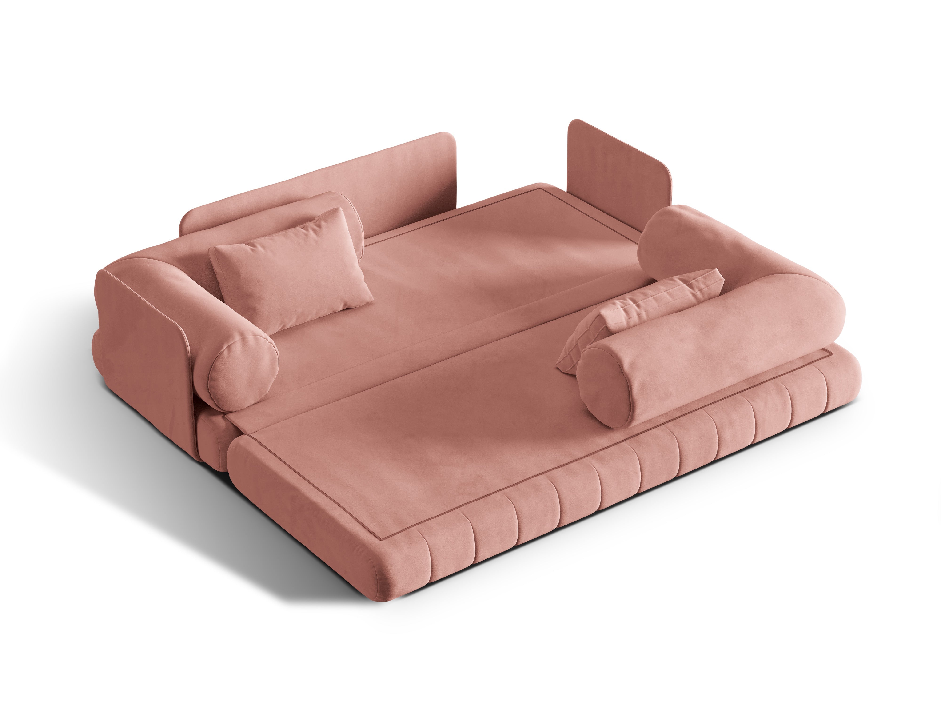 Sofa sametová 3-osobová s funkcí spaní KEMI růžová
