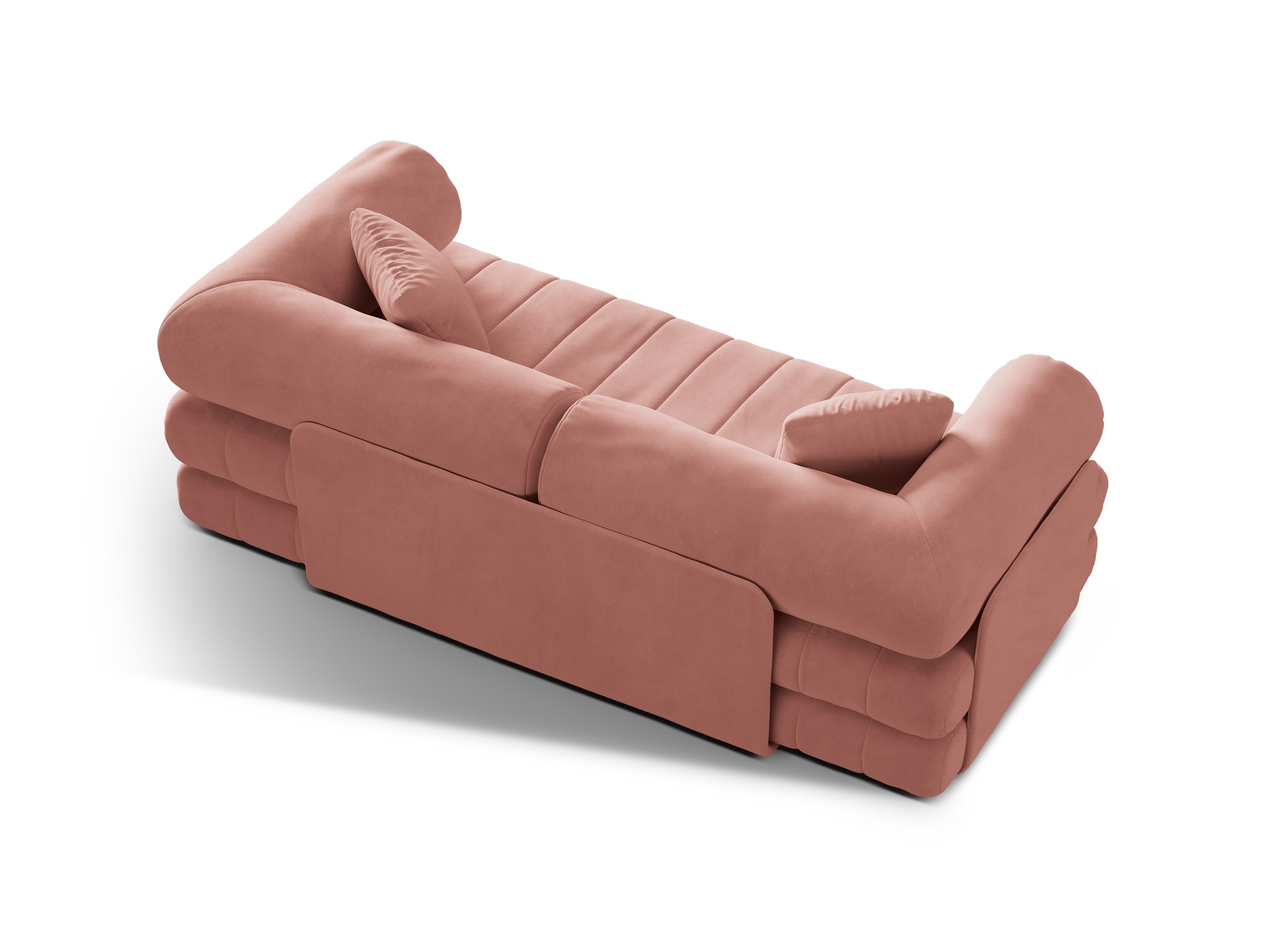 Sofa sametová 3-osobová s funkcí spaní KEMI růžová