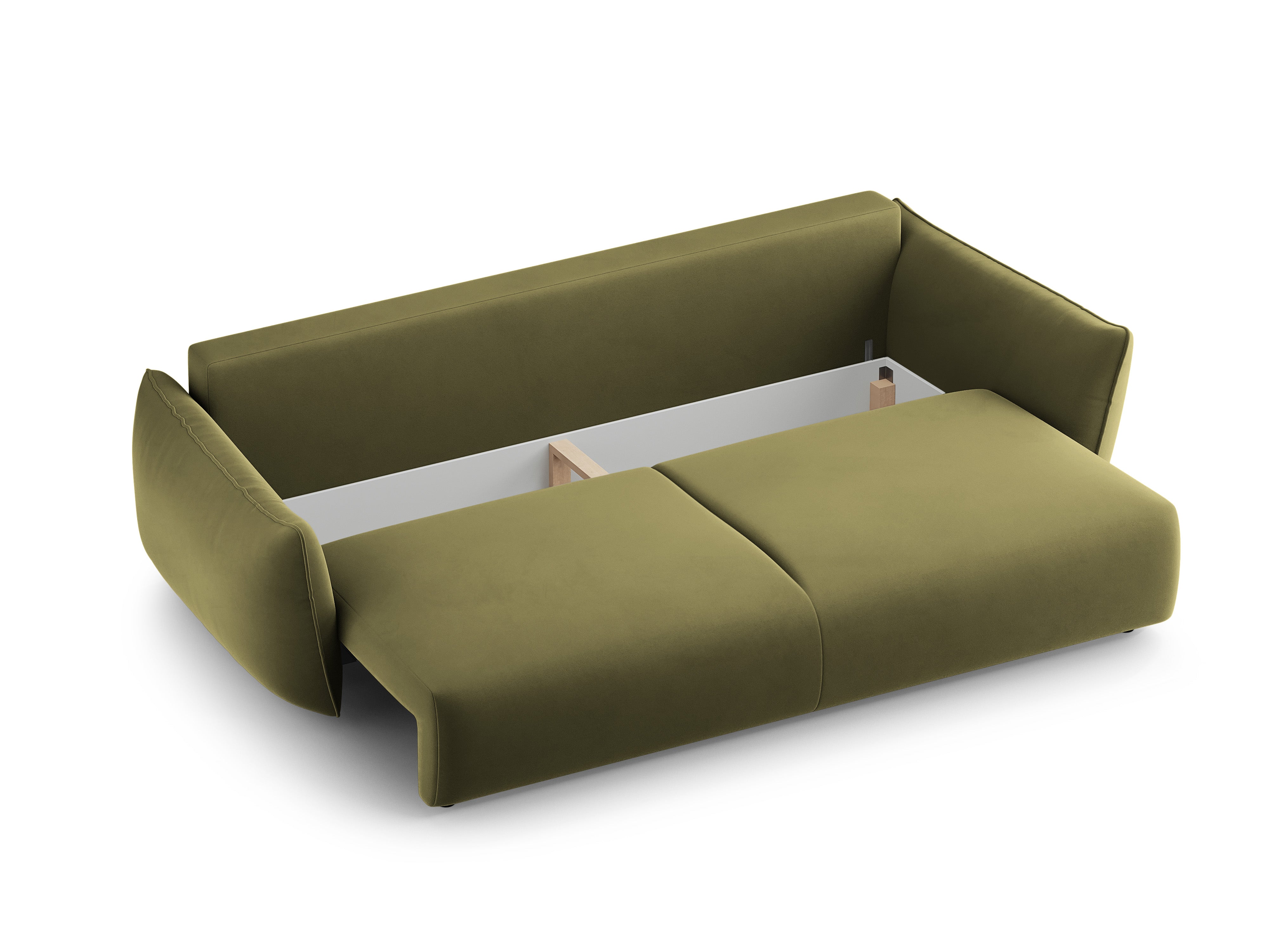 Sofa sametová s funkcí spaní MATERA olivová