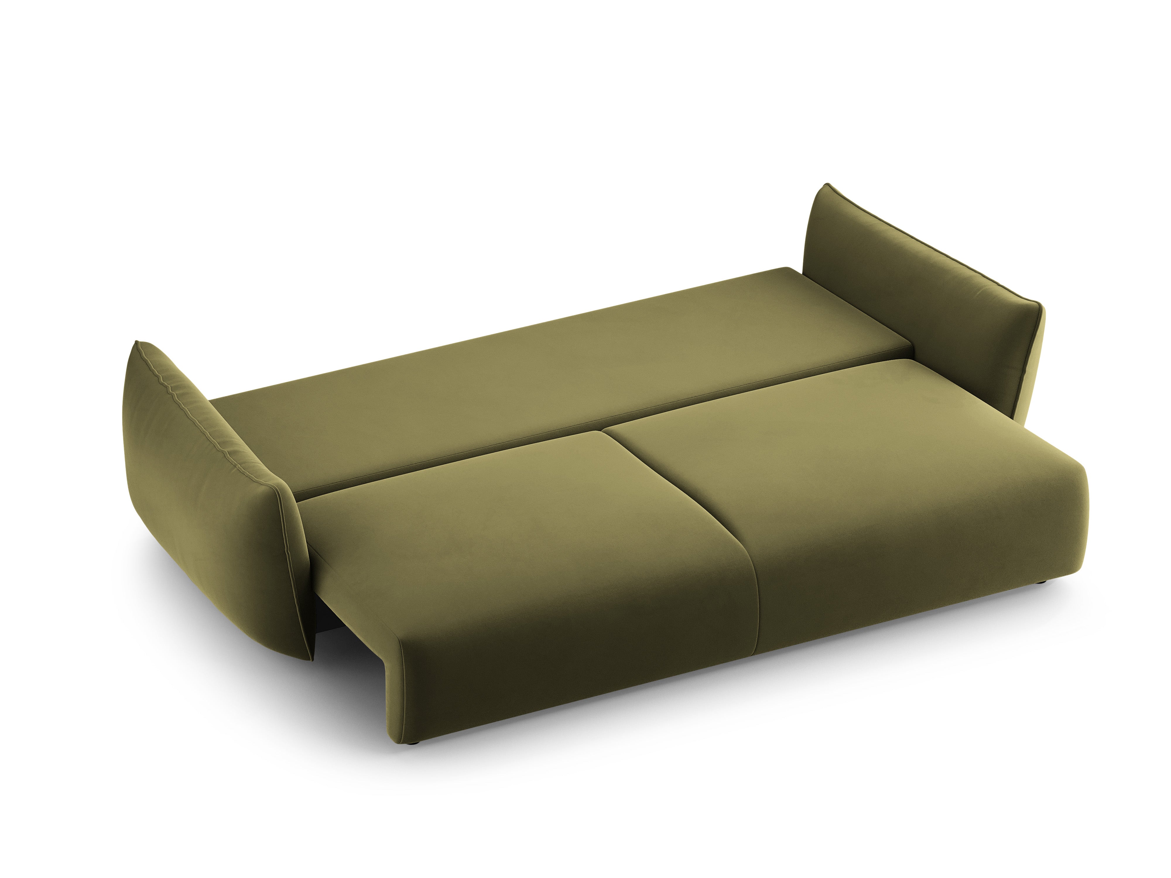 Sofa sametová s funkcí spaní MATERA olivová