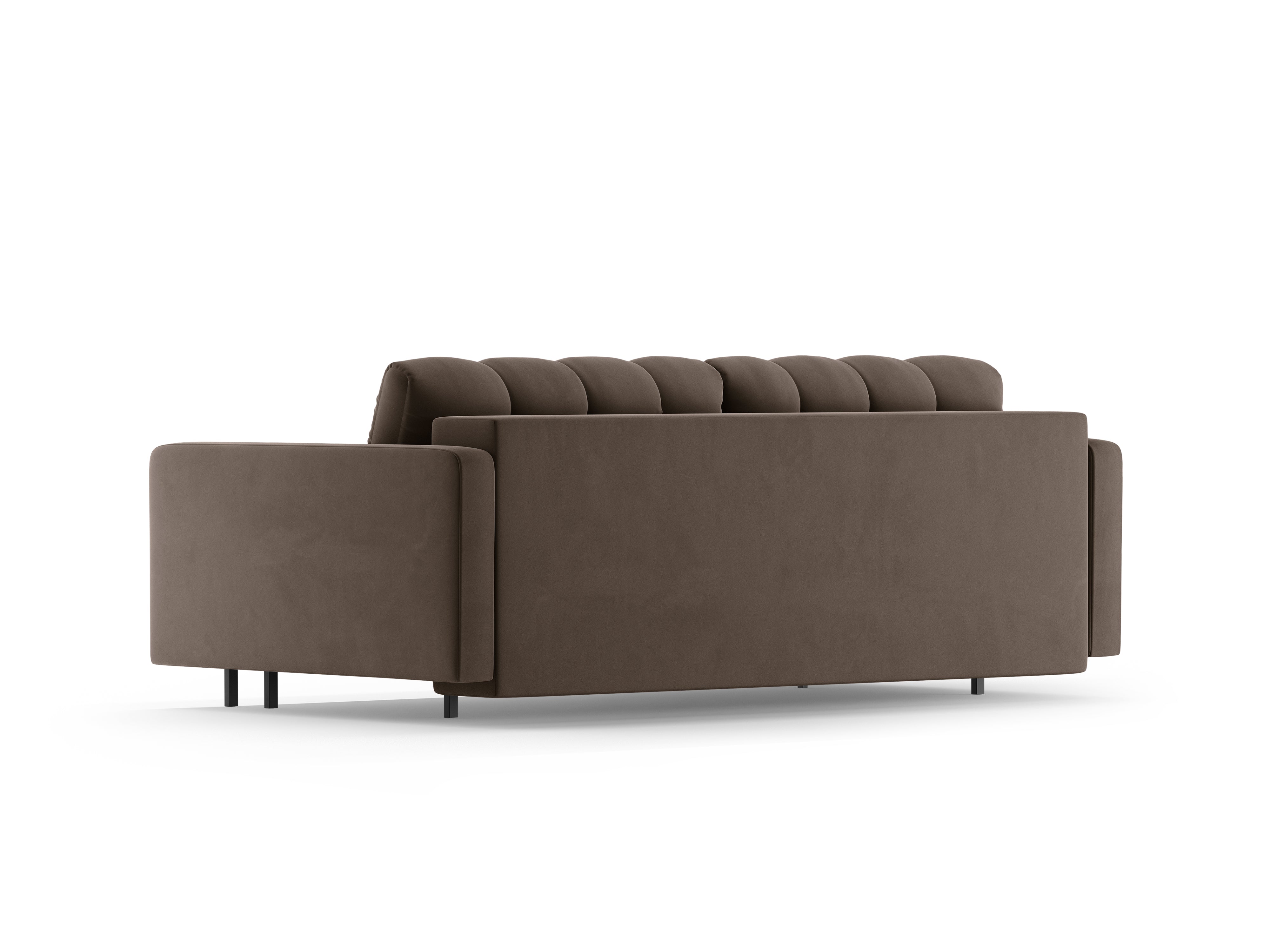 Chocolate 3-seater velvet sofa with sleeping function BALI with black base