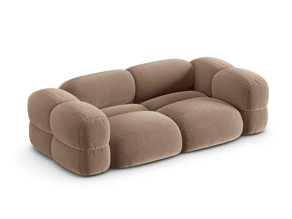 3-seater velvet sofa LORETTO dark beige