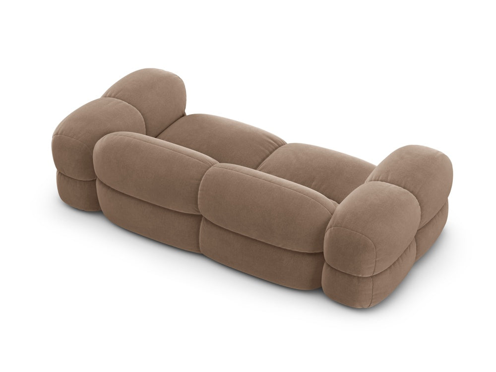 3-seater velvet sofa LORETTO dark beige
