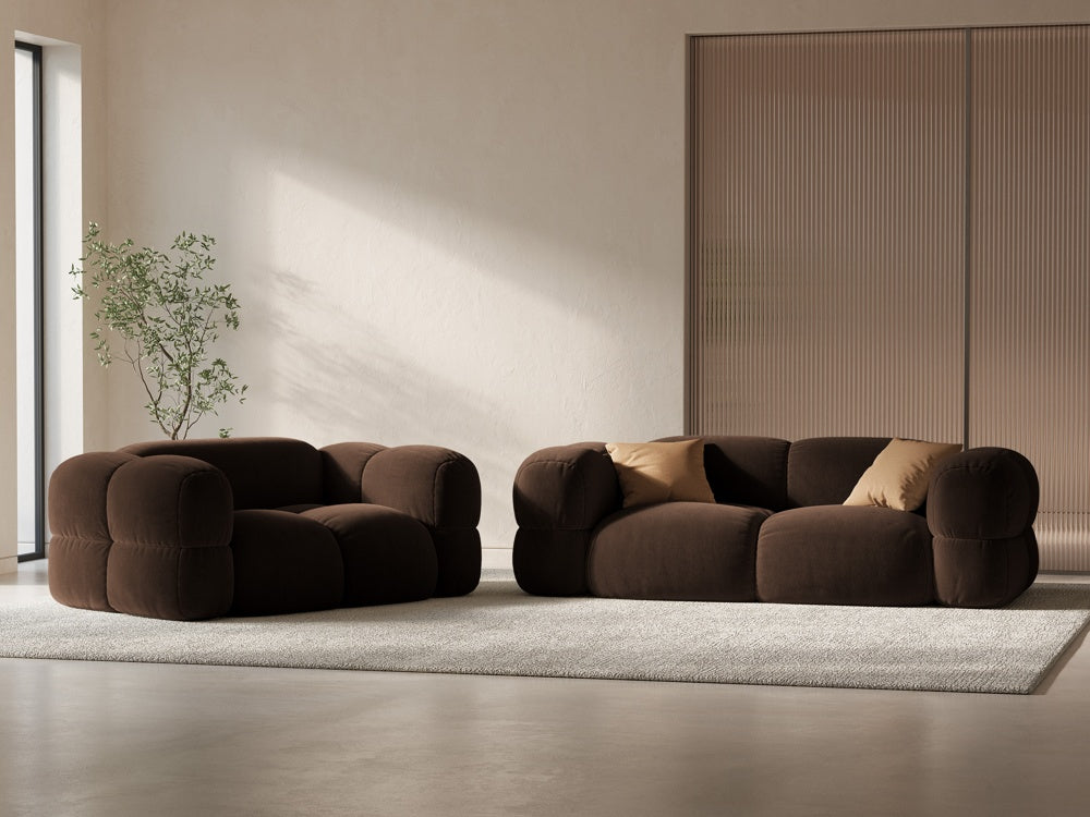 3-seater velvet sofa LORETTO chocolate