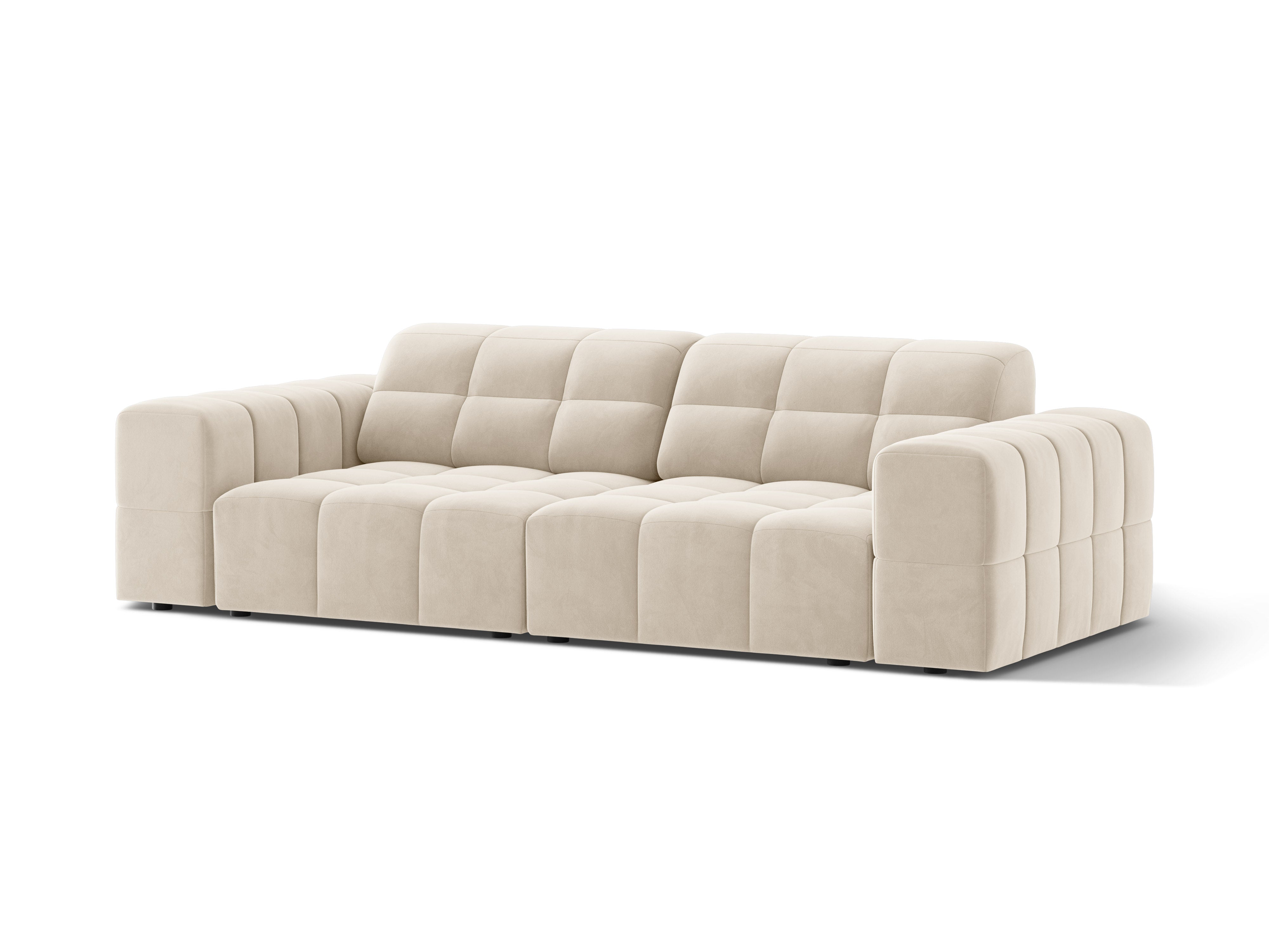 Sofa sametová 3-osobová CHICAGO světle béžová