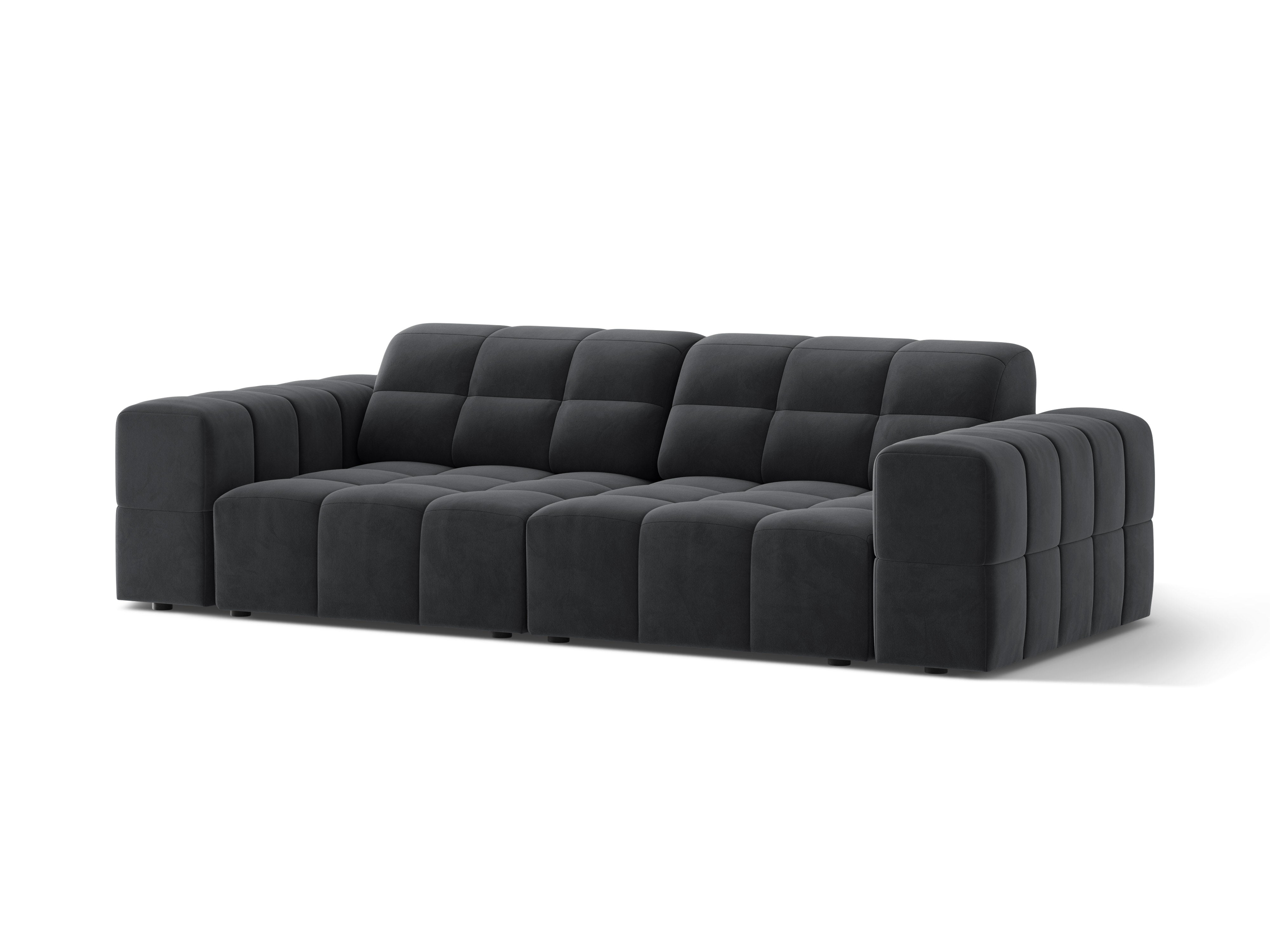 Sofa sametová 3-místná CHICAGO tmavě šedá