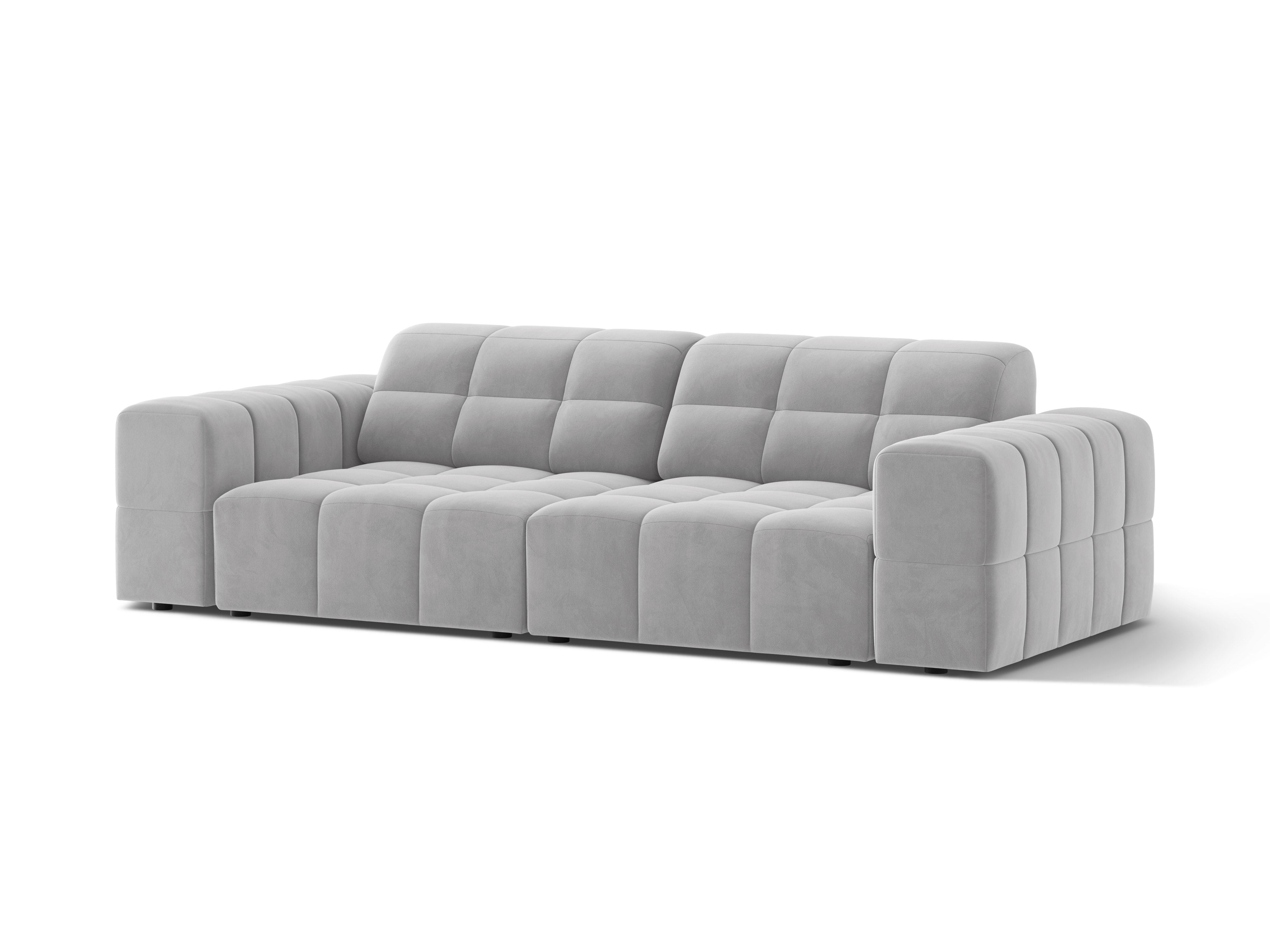 Sofa sametová 3-místná CHICAGO světle šedá
