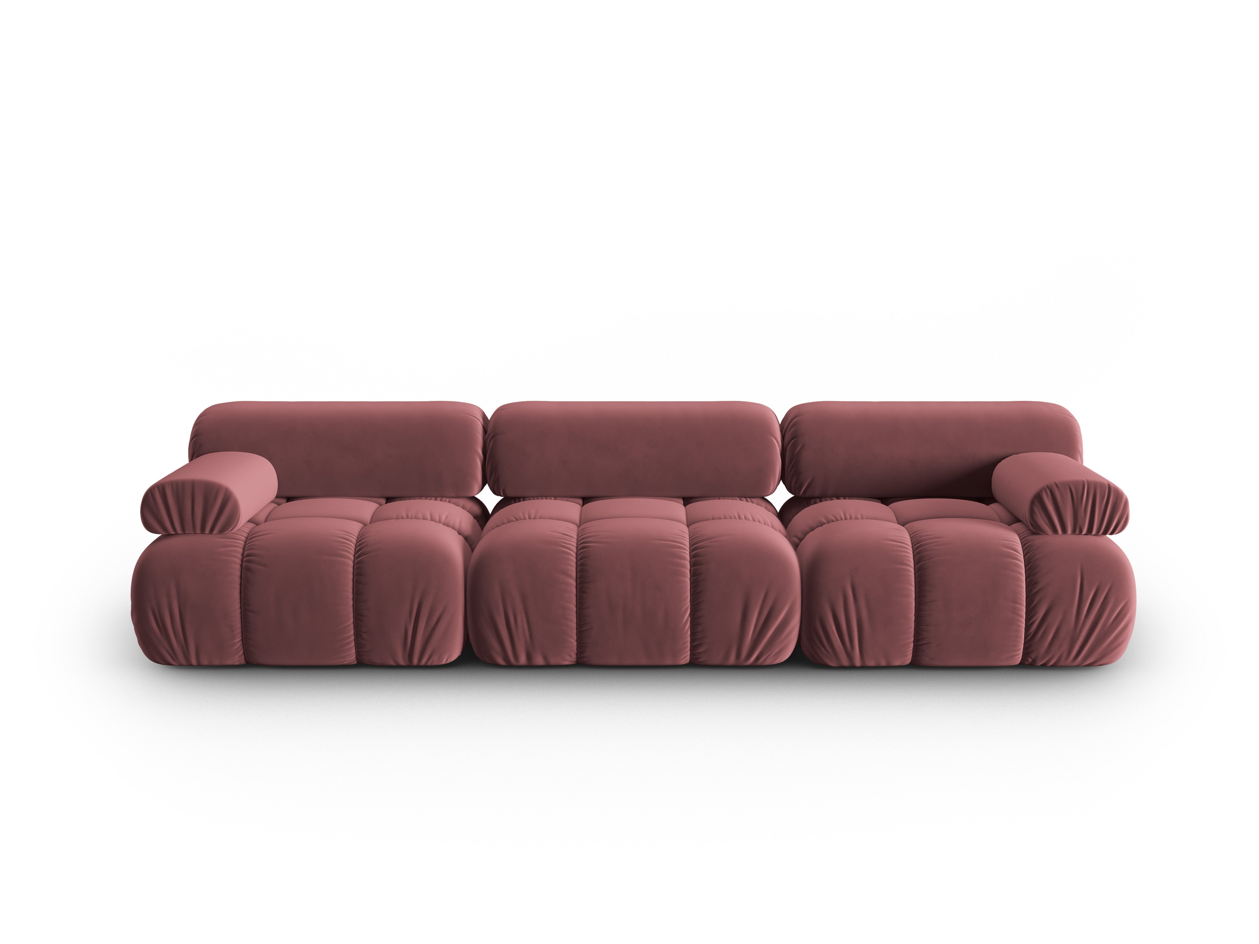 Sofa sametová 3-osobová CORTINA růžová
