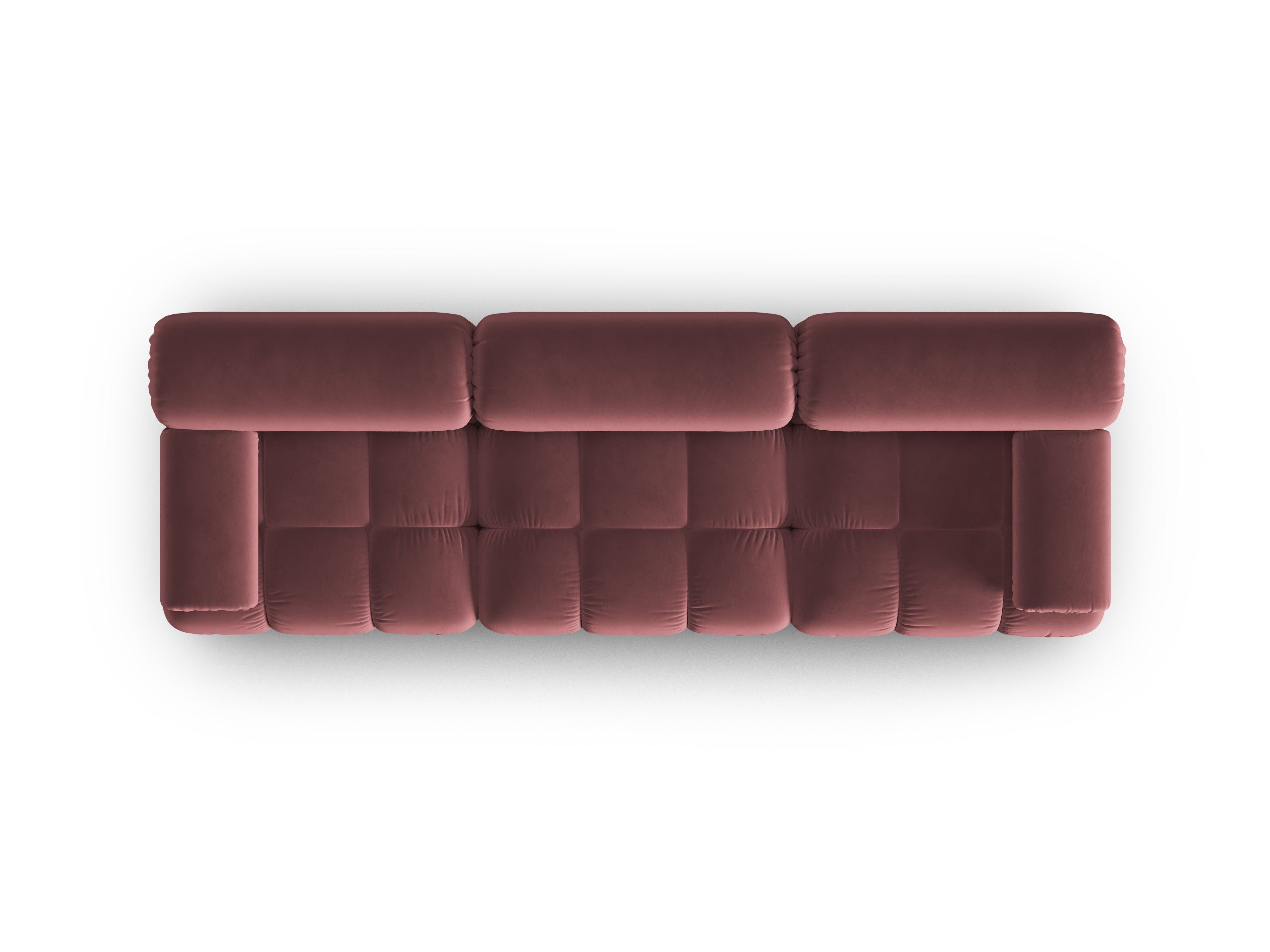 Sofa sametová 3-osobová CORTINA růžová