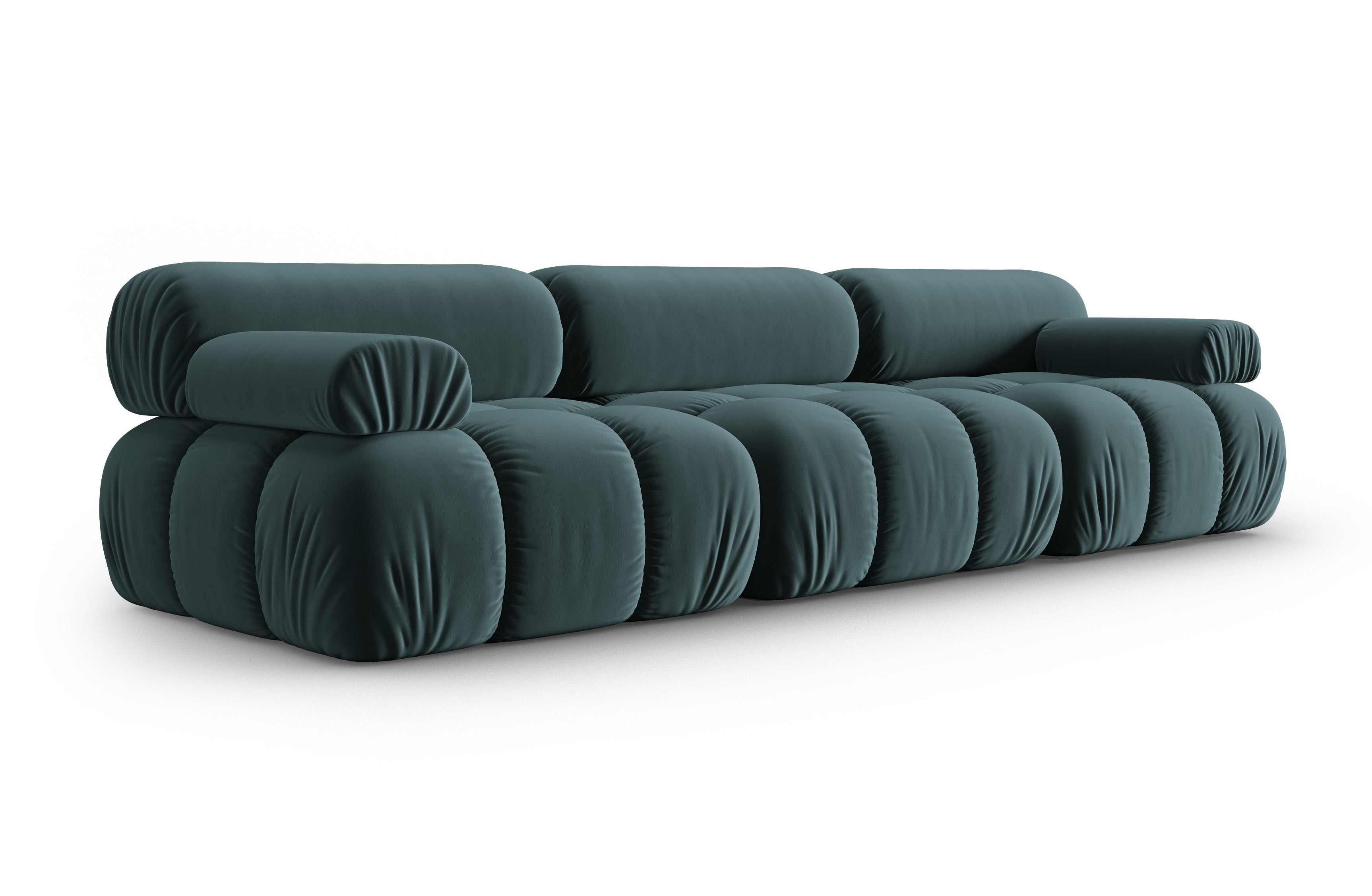 Sofa sametová 3-osobová CORTINA tyrkysová