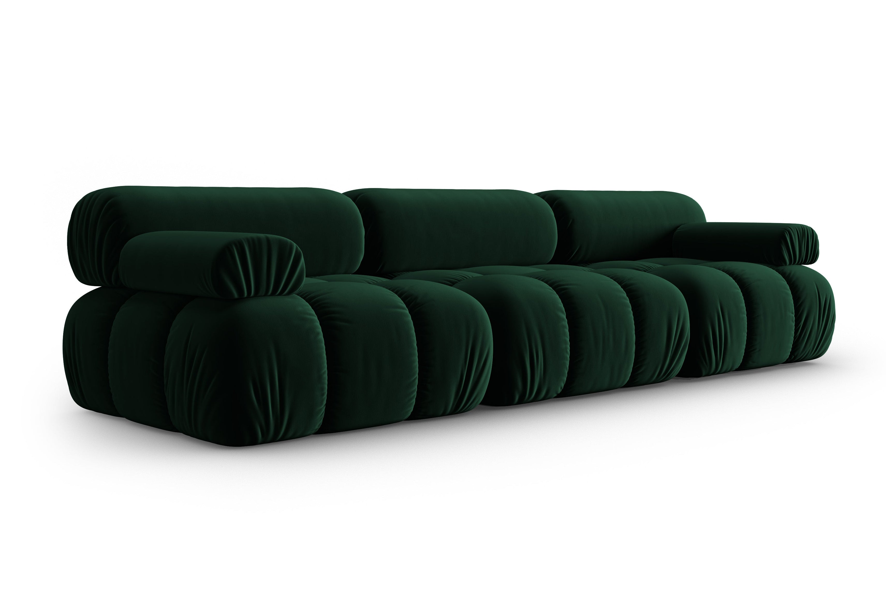 Sofa sametová 3-osobová CORTINA lahvově zelená