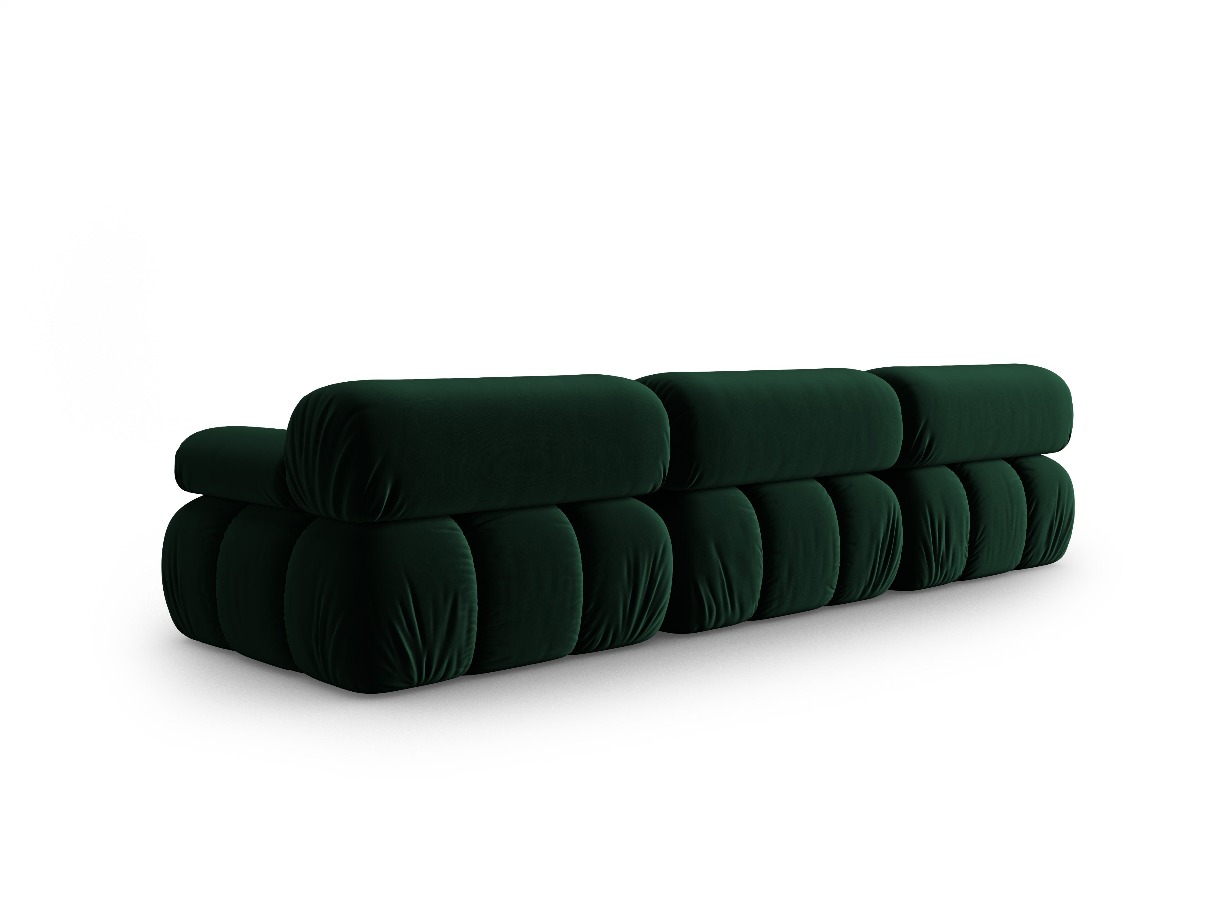 Sofa sametová 3-osobová CORTINA lahvově zelená