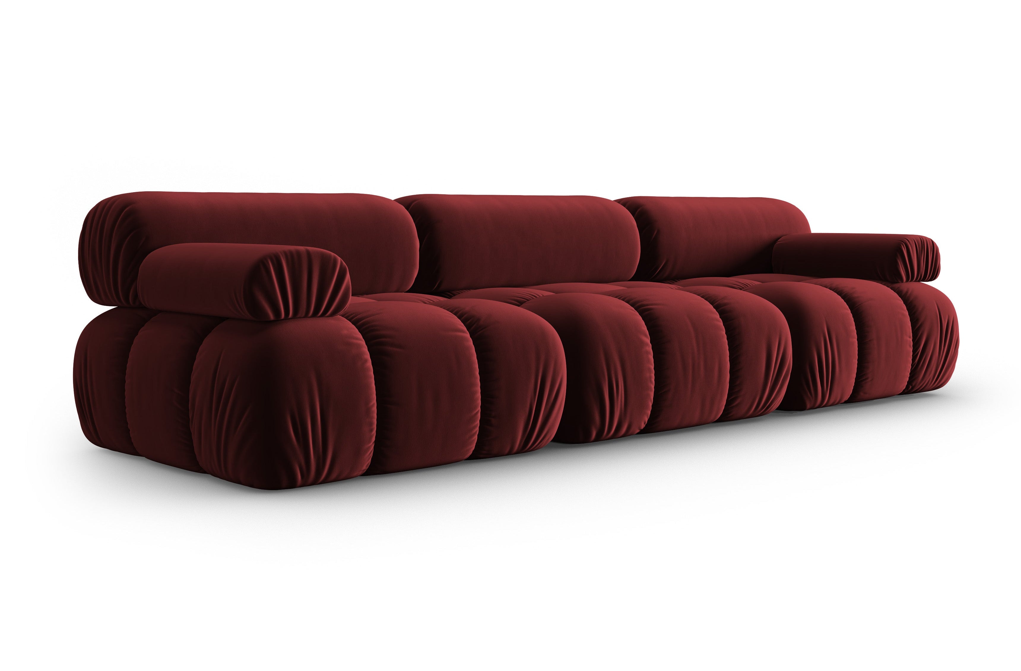 CORTINA 3-Seater Velvet Sofa in Wine Red