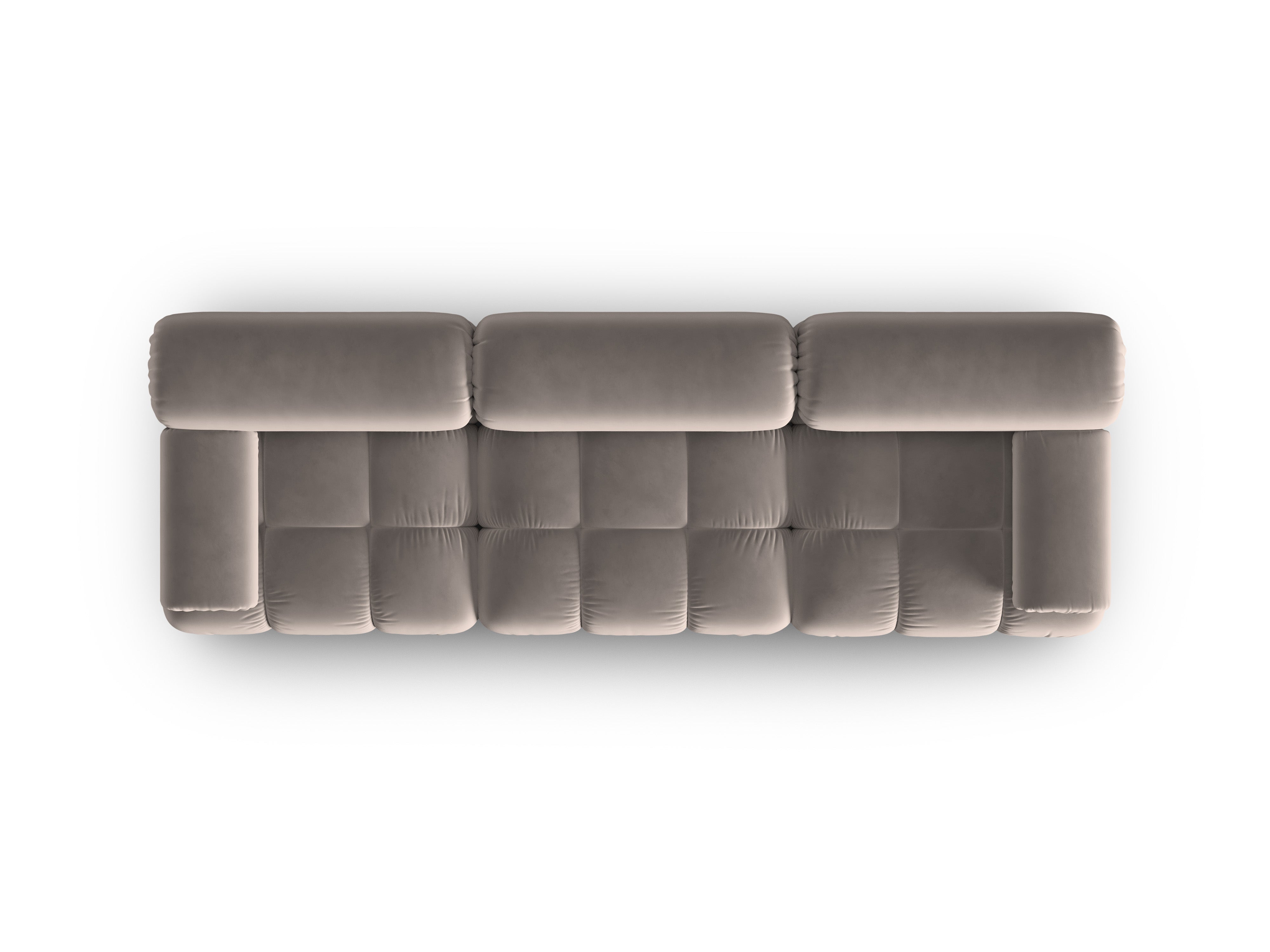 Cappuccino Velvet 3-Seater Sofa CORTINA