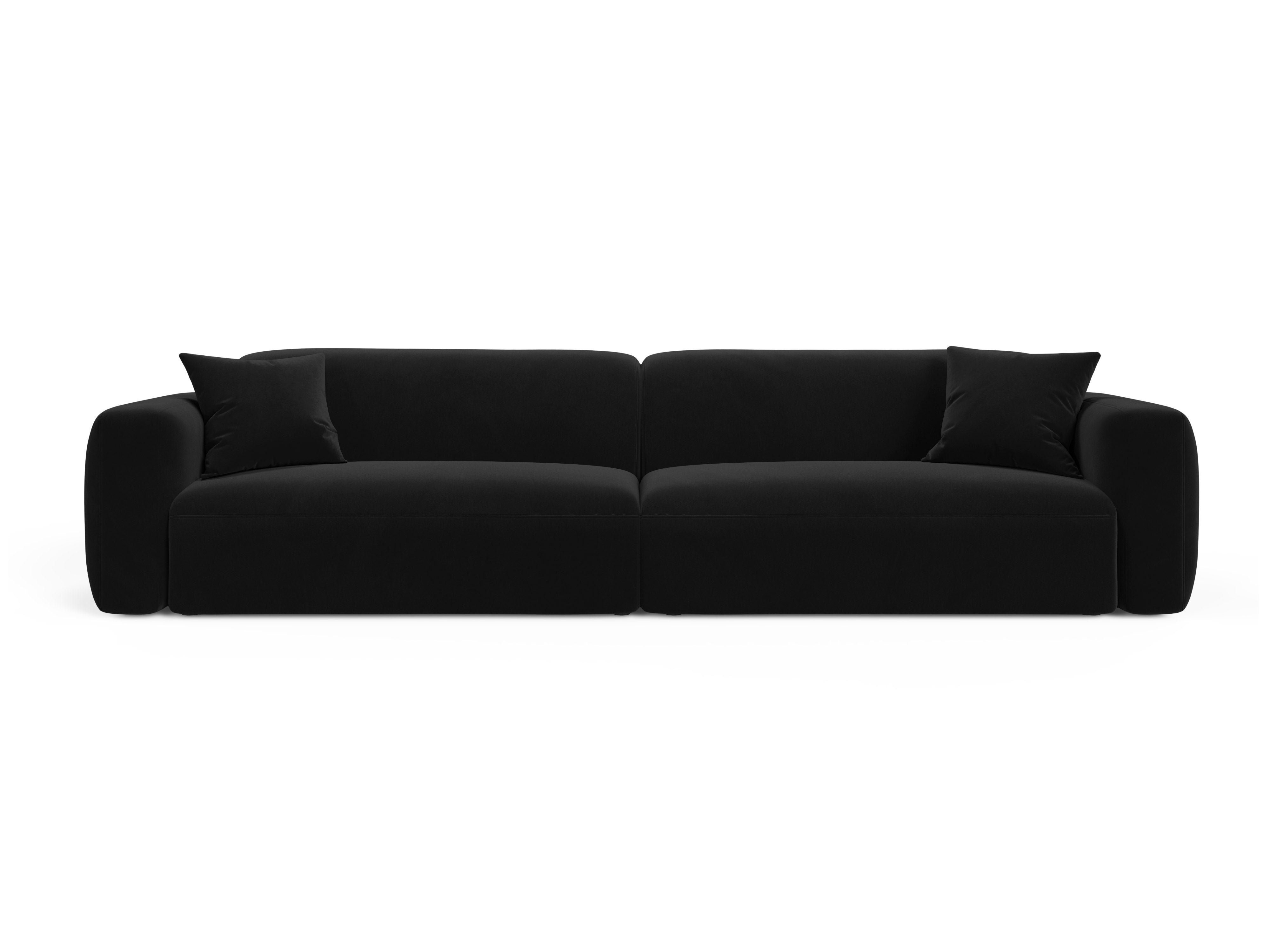 Sofa sametová 4-osobová STRINO černá