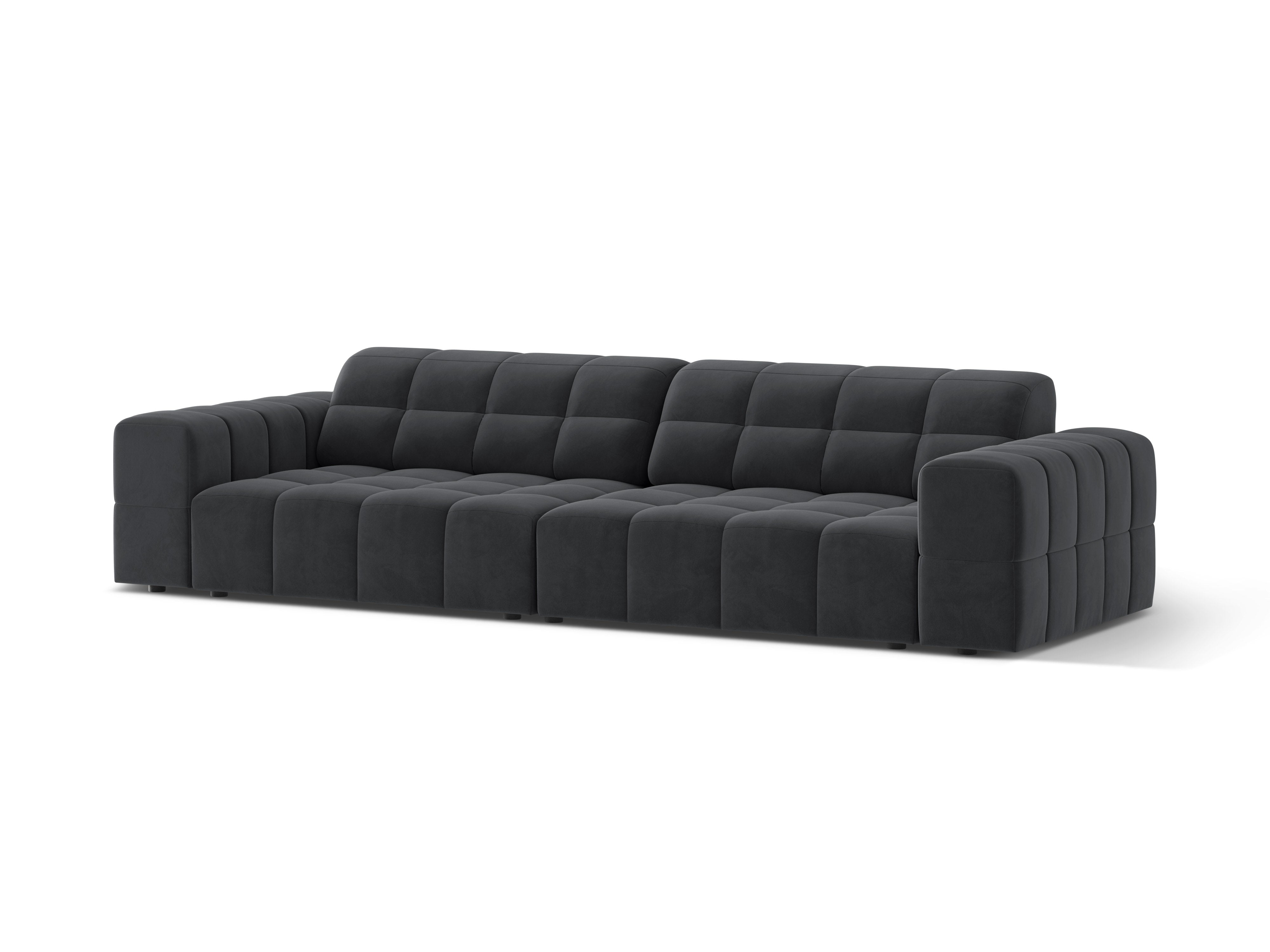 Sofa sametová 4-osobová CHICAGO tmavě šedá