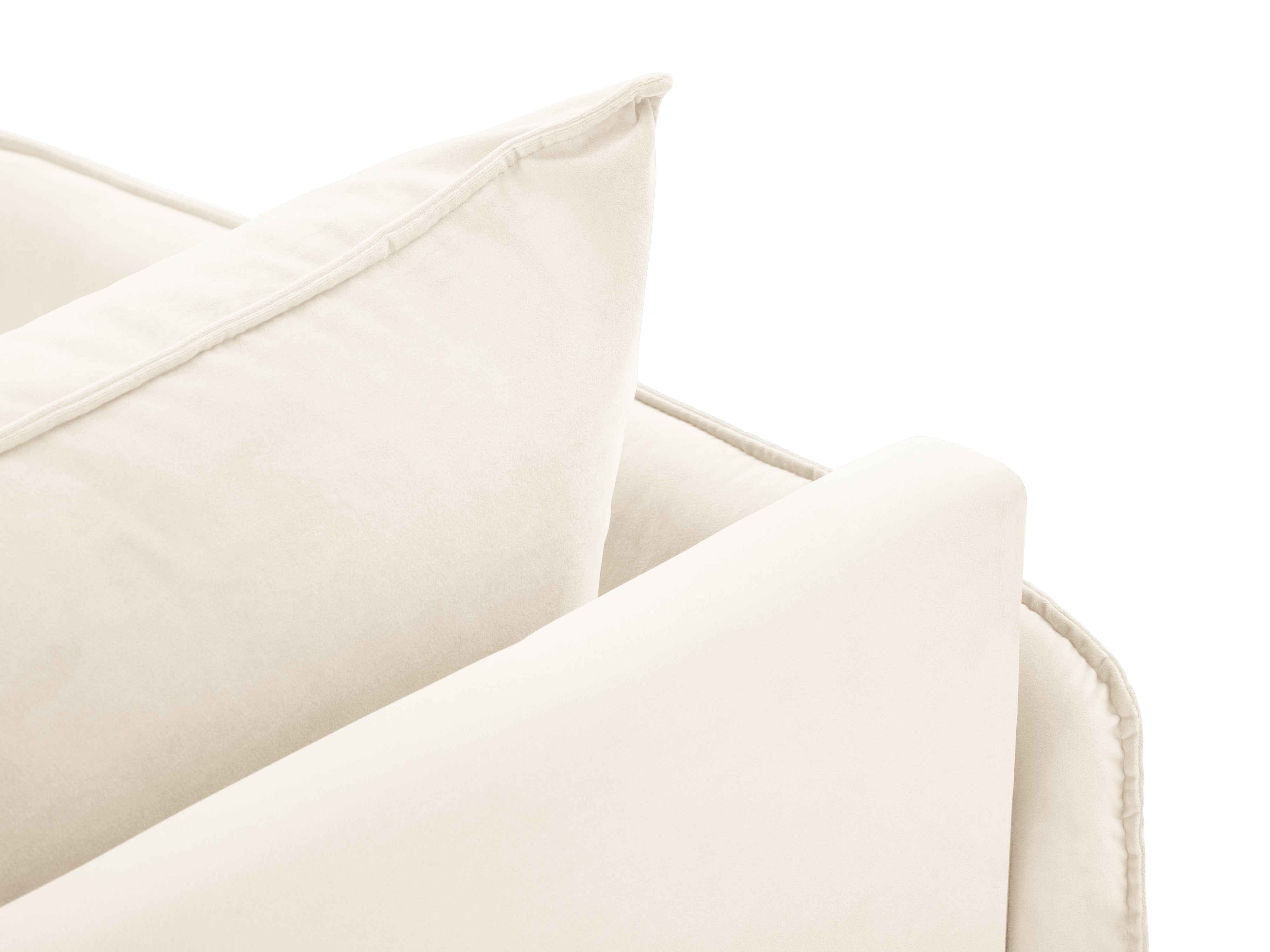 Left-sided velvet chaise longue VIENNA beige with a golden base