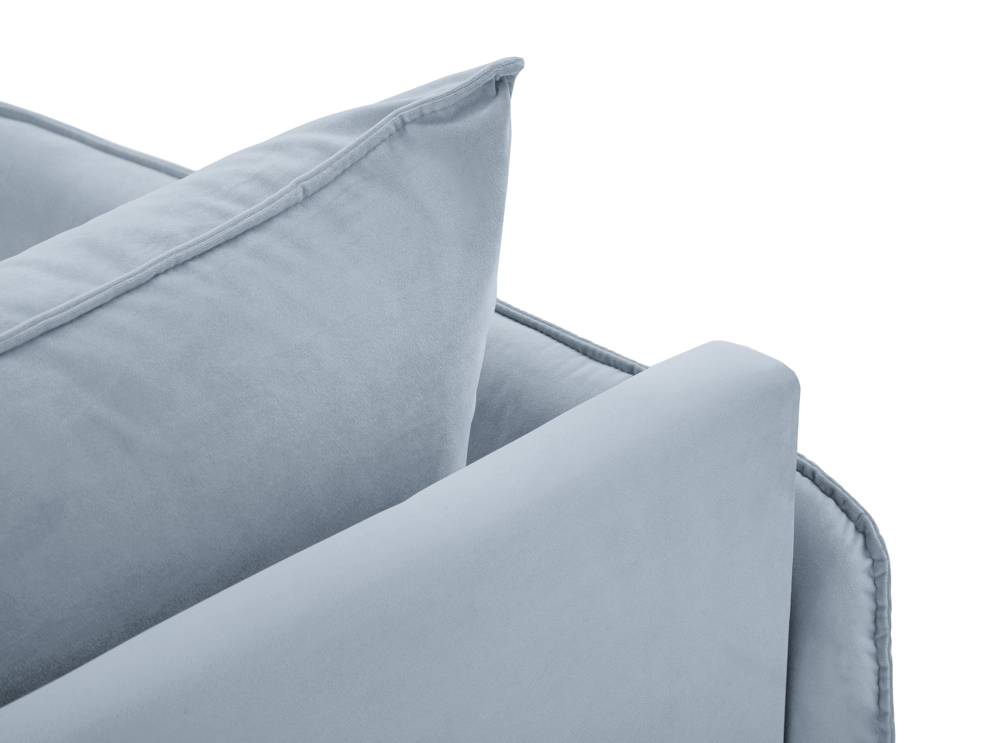 Szezlong aksamitný levostranný VIENNA jasně modrý se zlatou základnou