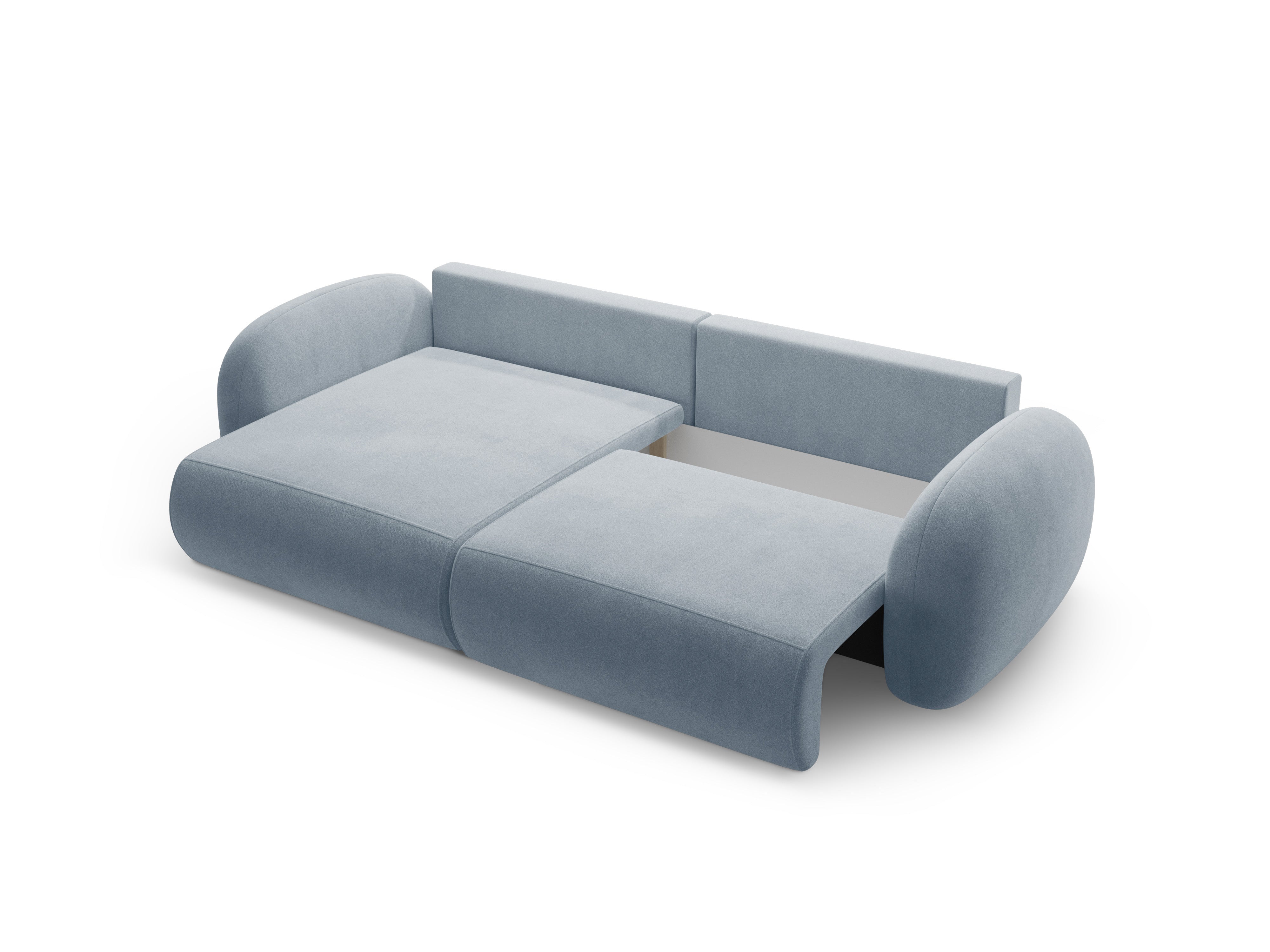 Universal velvet corner sofa with sleeping function for 4 people TONALE blue