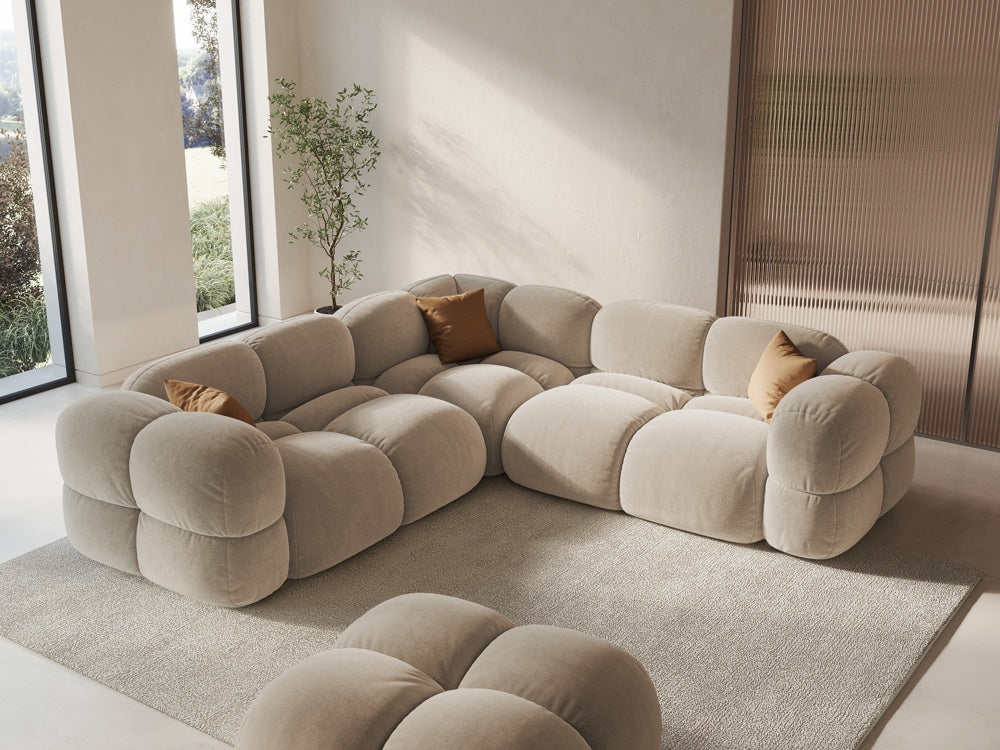 Symmetrical Velvet Corner Sofa LORETTO Beige