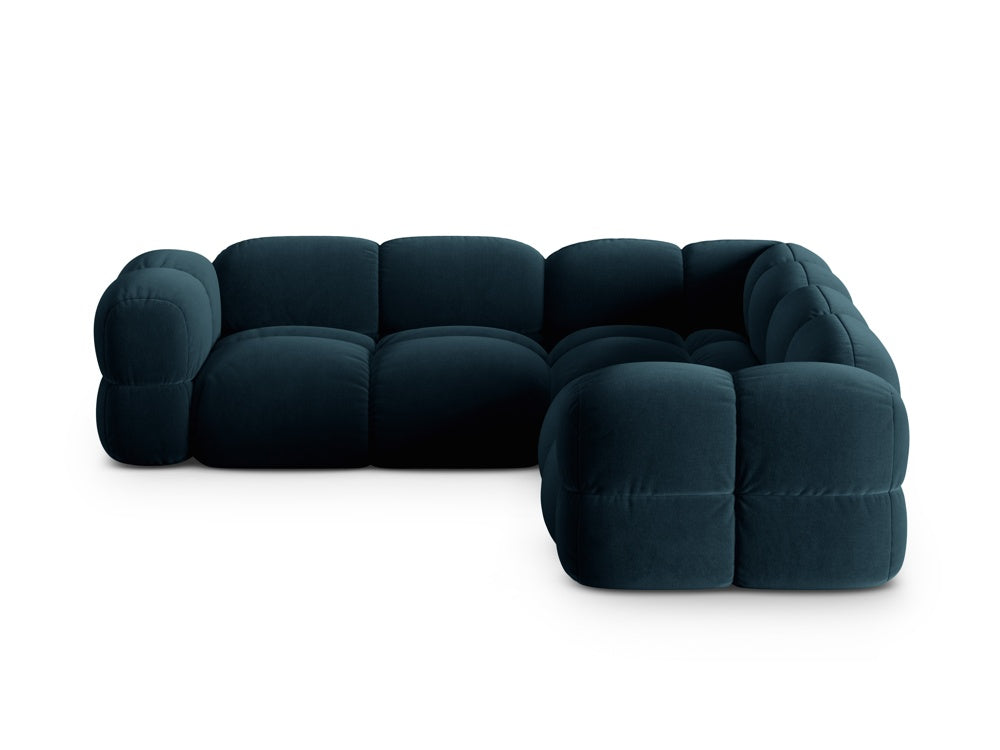 Symmetrical Velvet Corner Sofa LORETTO Petrol