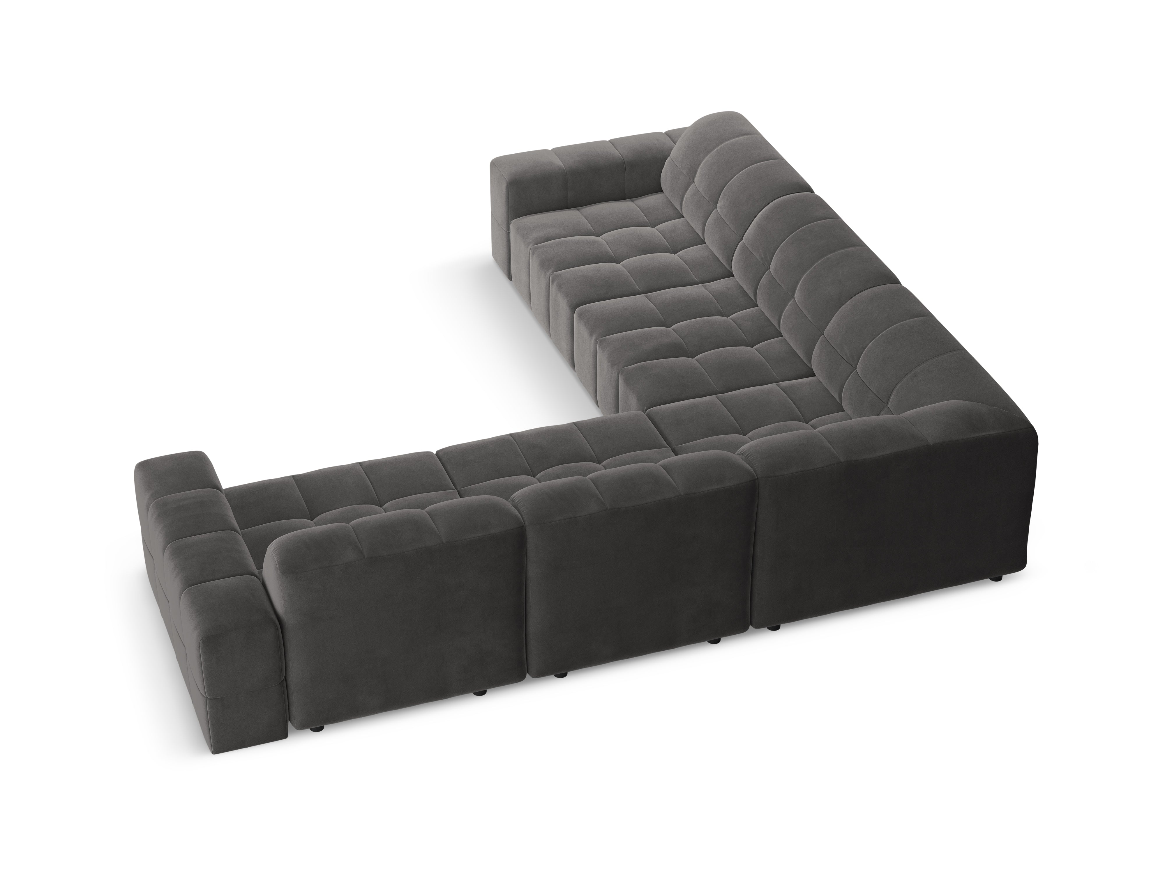 Symmetrical Velvet Corner Sofa CHICAGO Dark Gray