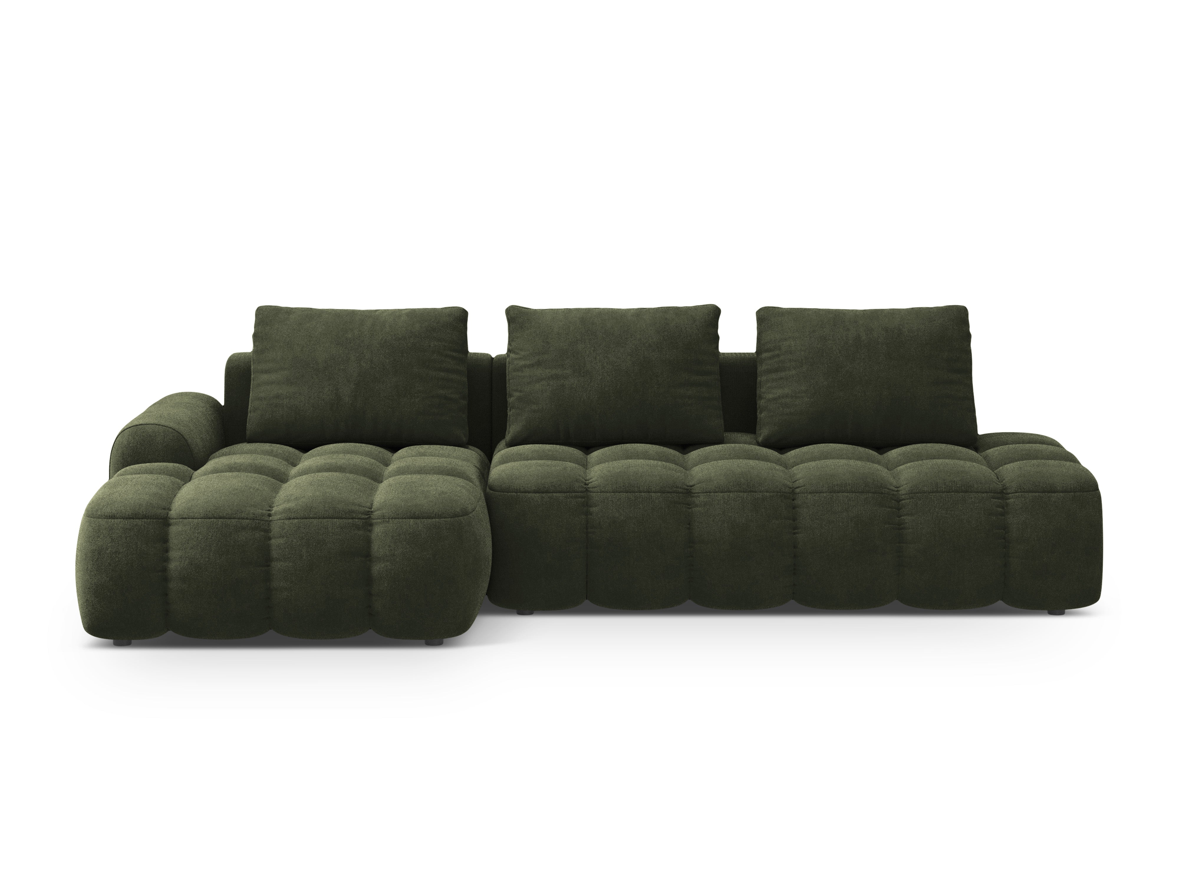Left-facing velvet corner sofa bed for 3 people LINZ green