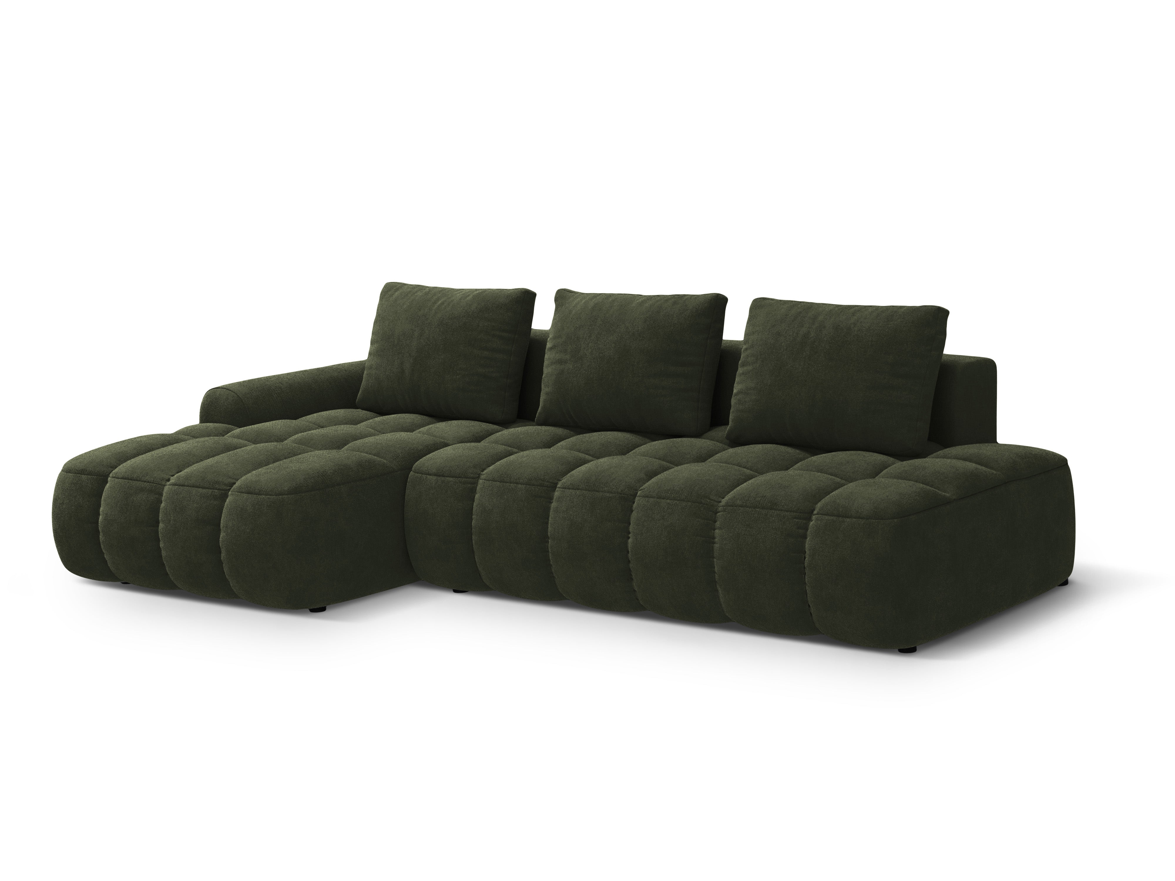 Left-facing velvet corner sofa bed for 3 people LINZ green