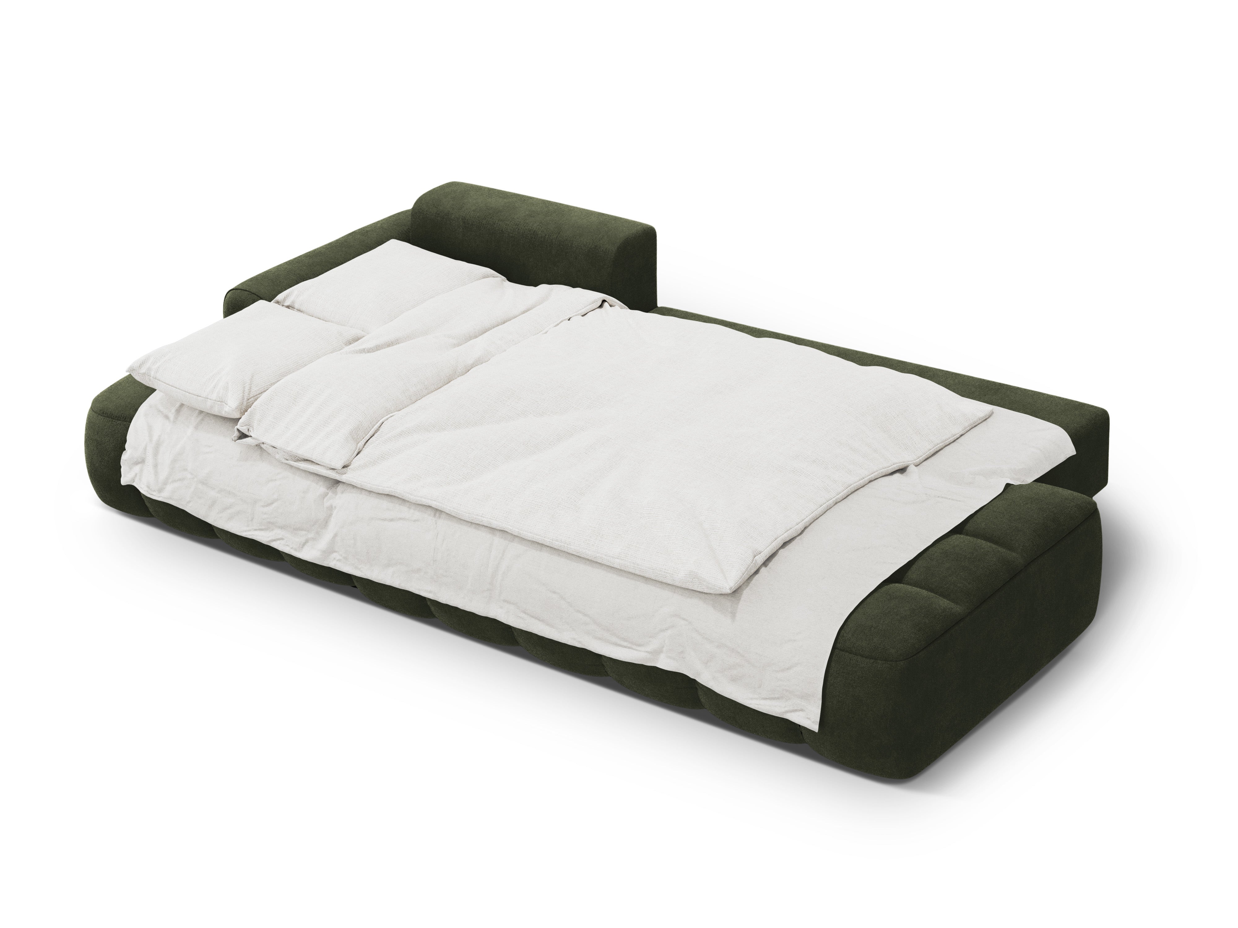 Left-facing velvet corner sofa bed for 3 people LINZ green