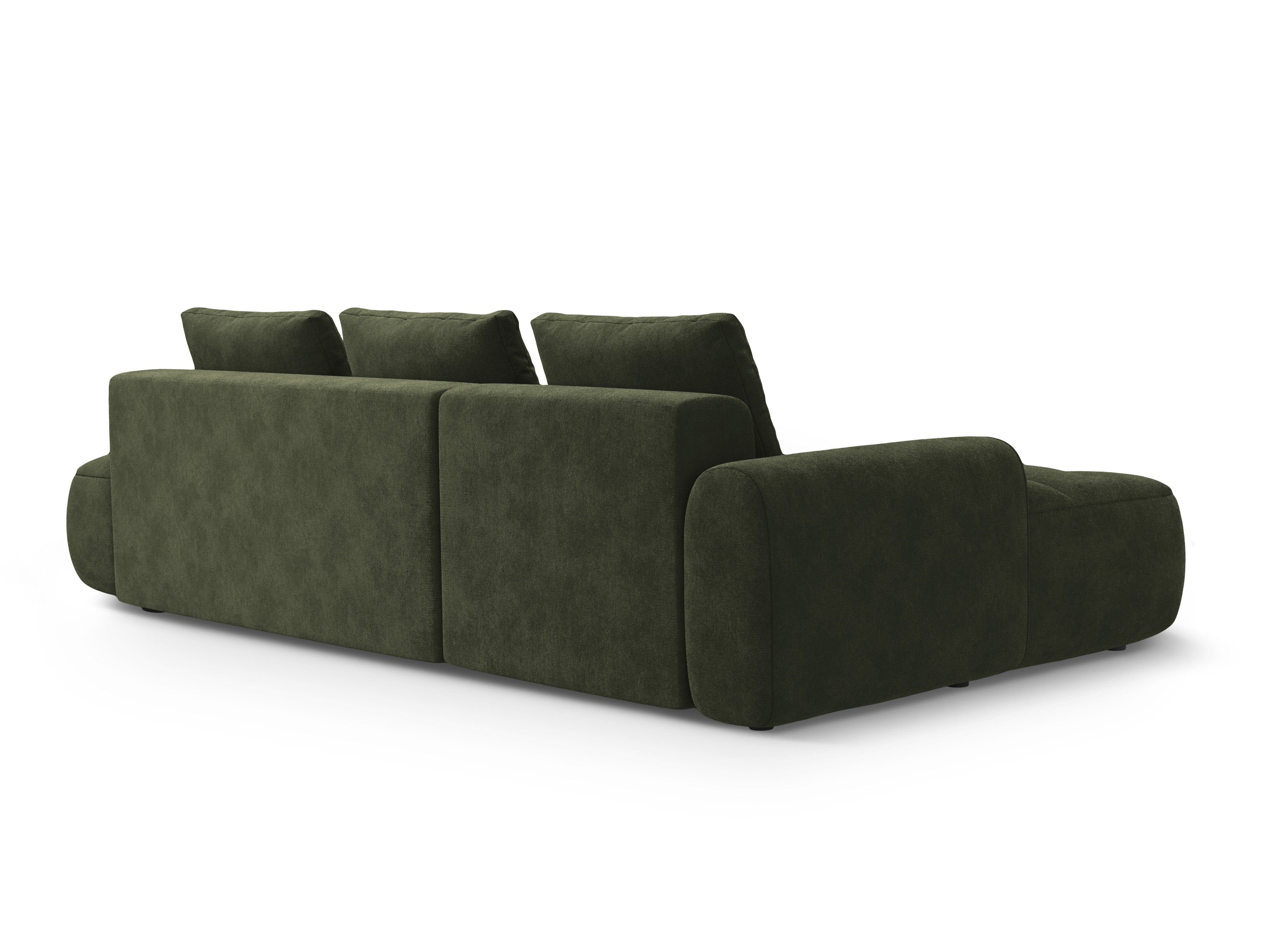Left-facing velvet corner sofa bed for 3 people LINZ green