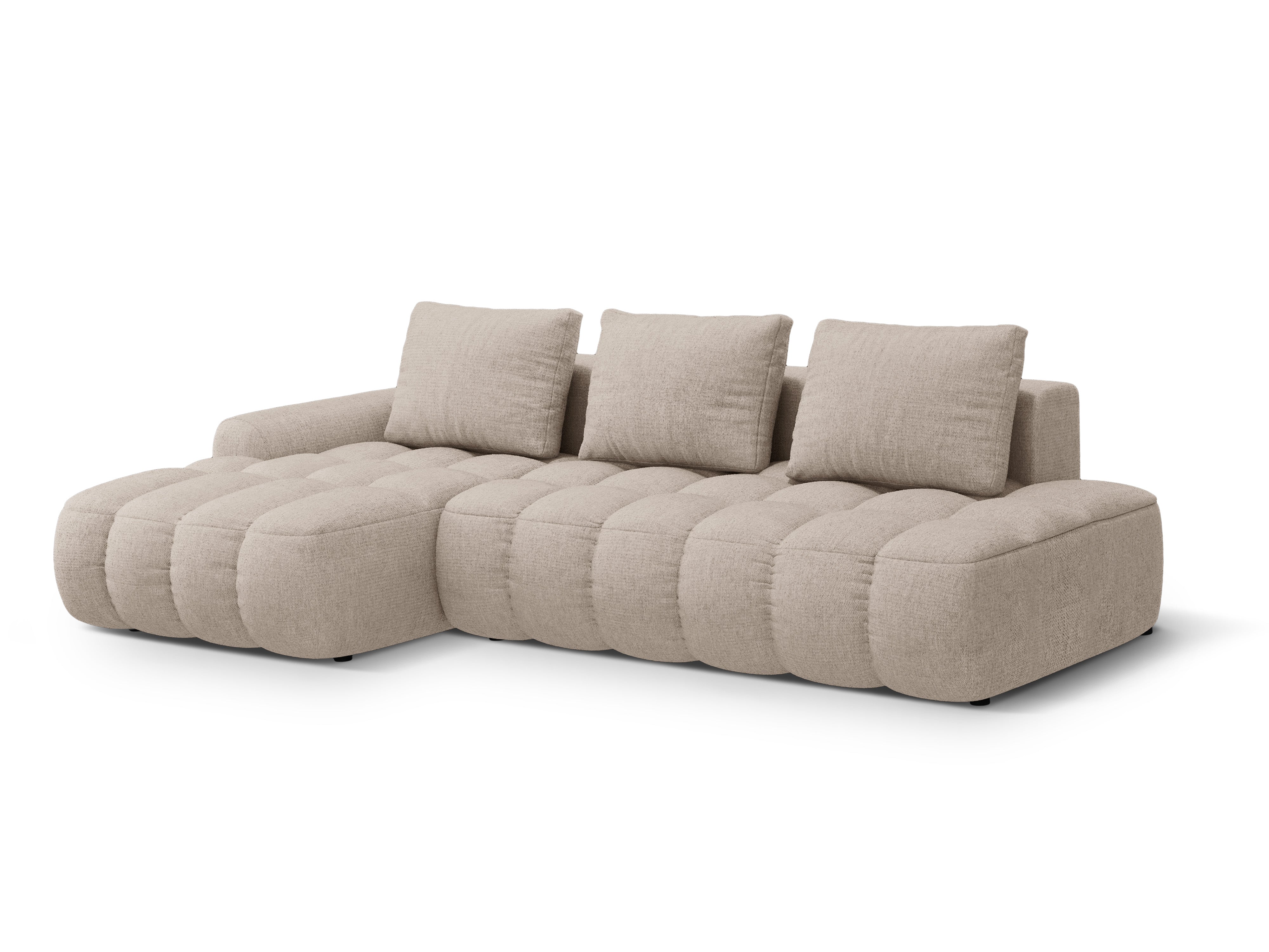 Left-sided corner sofa bed for 3 people LINZ sand