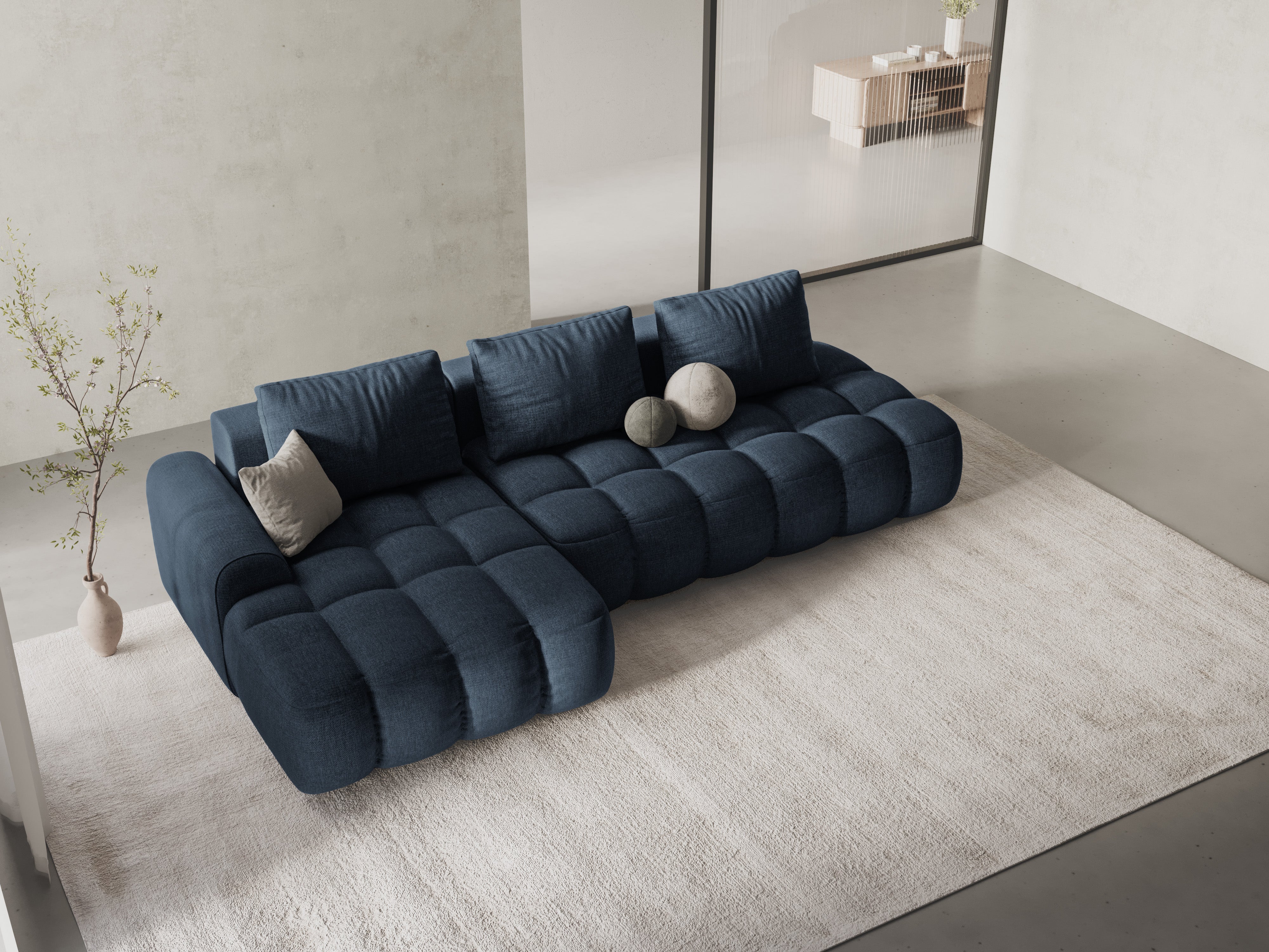 Left-sided corner sofa bed for 3 people LINZ blue