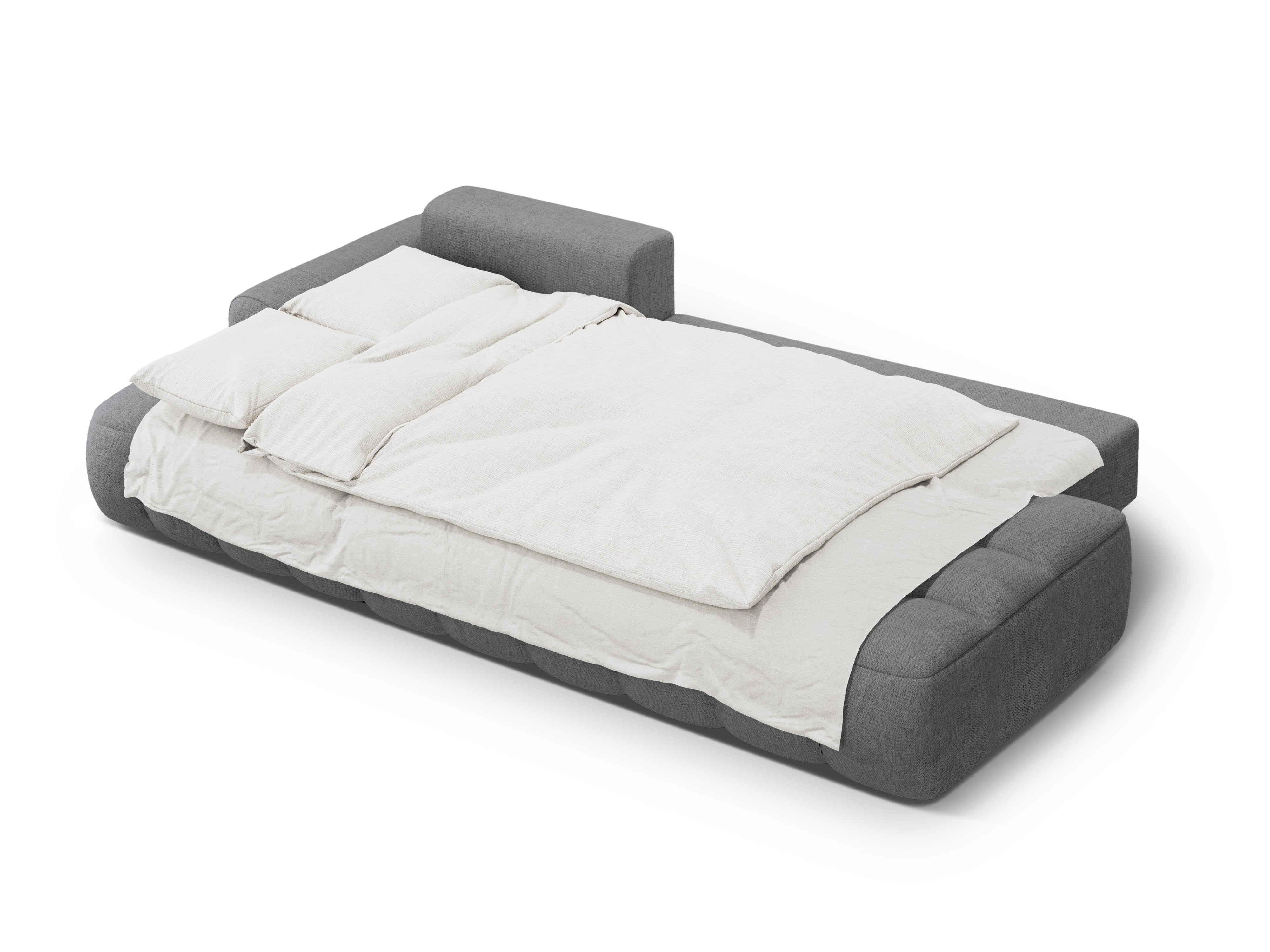 Šedý 3-místný rohový gauč s funkcí spaní LINZ vlevo