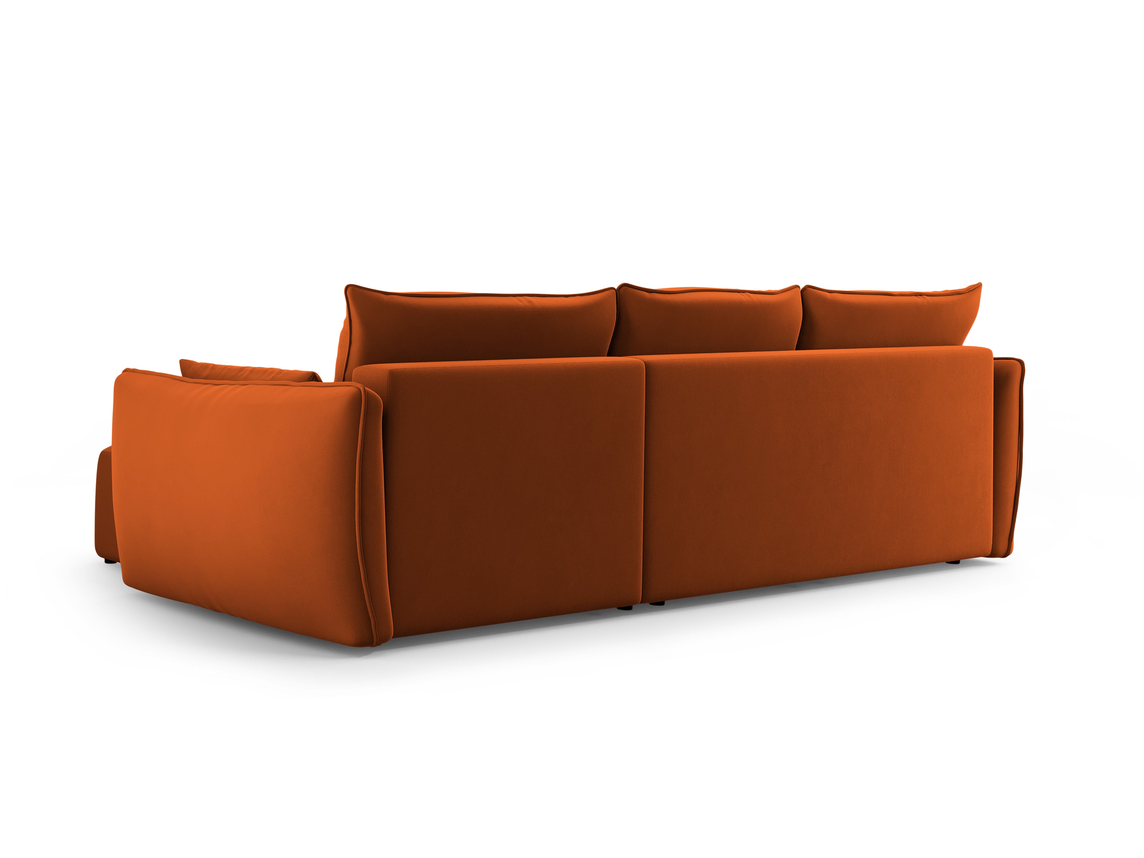 Sametový rohový gauč levostranný s funkcí spaní MATERA cihlový